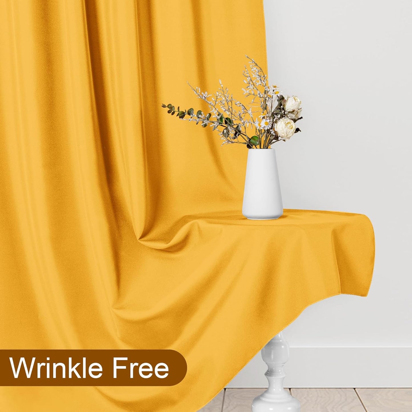 DWCN 10x10 FT Backdrop Curtains for Parties, Photography Backdrop Drapes with Rod Pockets for Wedding Decorations Stage Birthday Family Gatherings, 2 Panels 5ft x 10ft, Orange Yellow