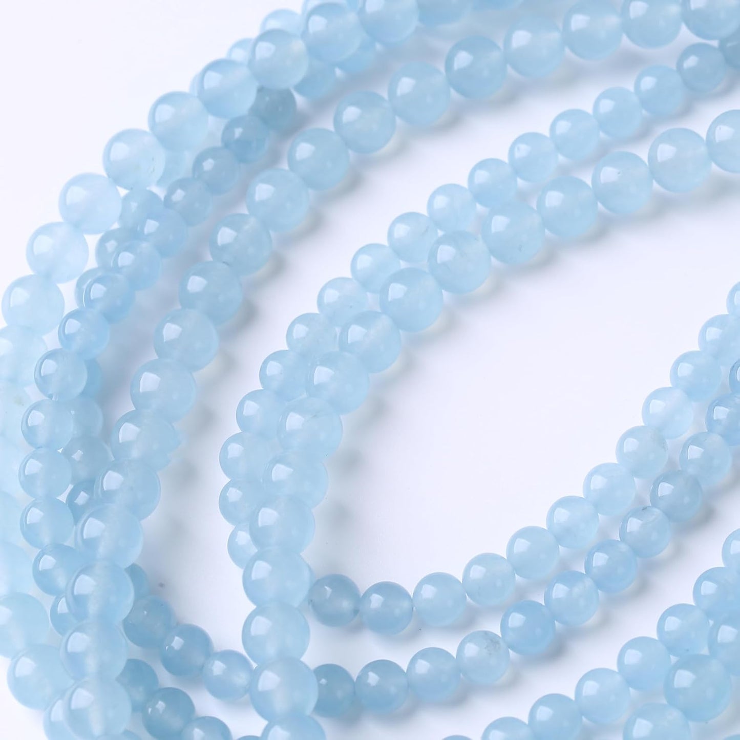 Ice Blue Chalcedony Stone Beads Gemstone Round Crystal Energy Jade Beads Stone Beads for Jewelry Making DIY Bracelet Necklace Jewelry Making 1 Strand 15.5inch 35PCS 10MM