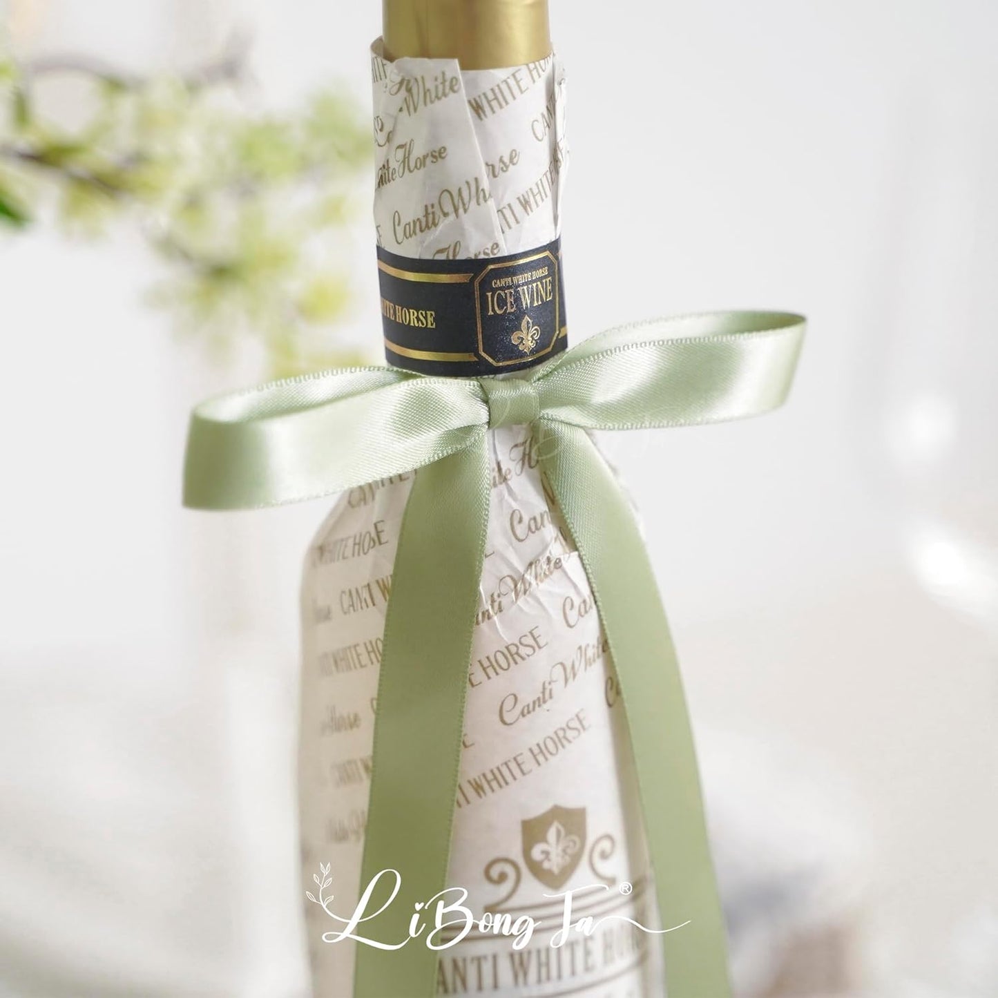 50 PCs Sage Green Bow 5 Inch Long Tail Bows for Gift Wrapping, Wedding Bow Party Decorations, Twist Tie Bows, Satin Bows for Crafts, Premade Bows for Presents, Treat Bags, Bottles, Cakes