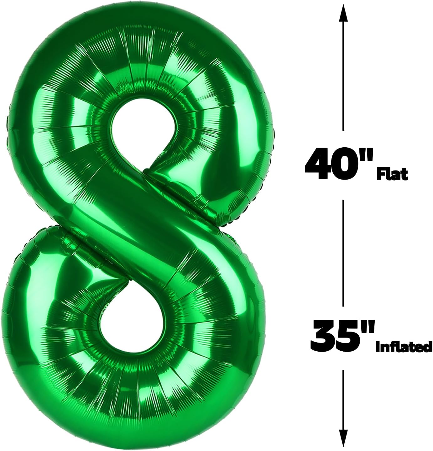 Green Foil Number 8 Balloon 40 Inch, Helium Mylar Eight Number 8 18 28 38 48 58 80 88 Birthday Balloons, 8th Green Women Men Wedding Anniversary, Graduations Party Supplies