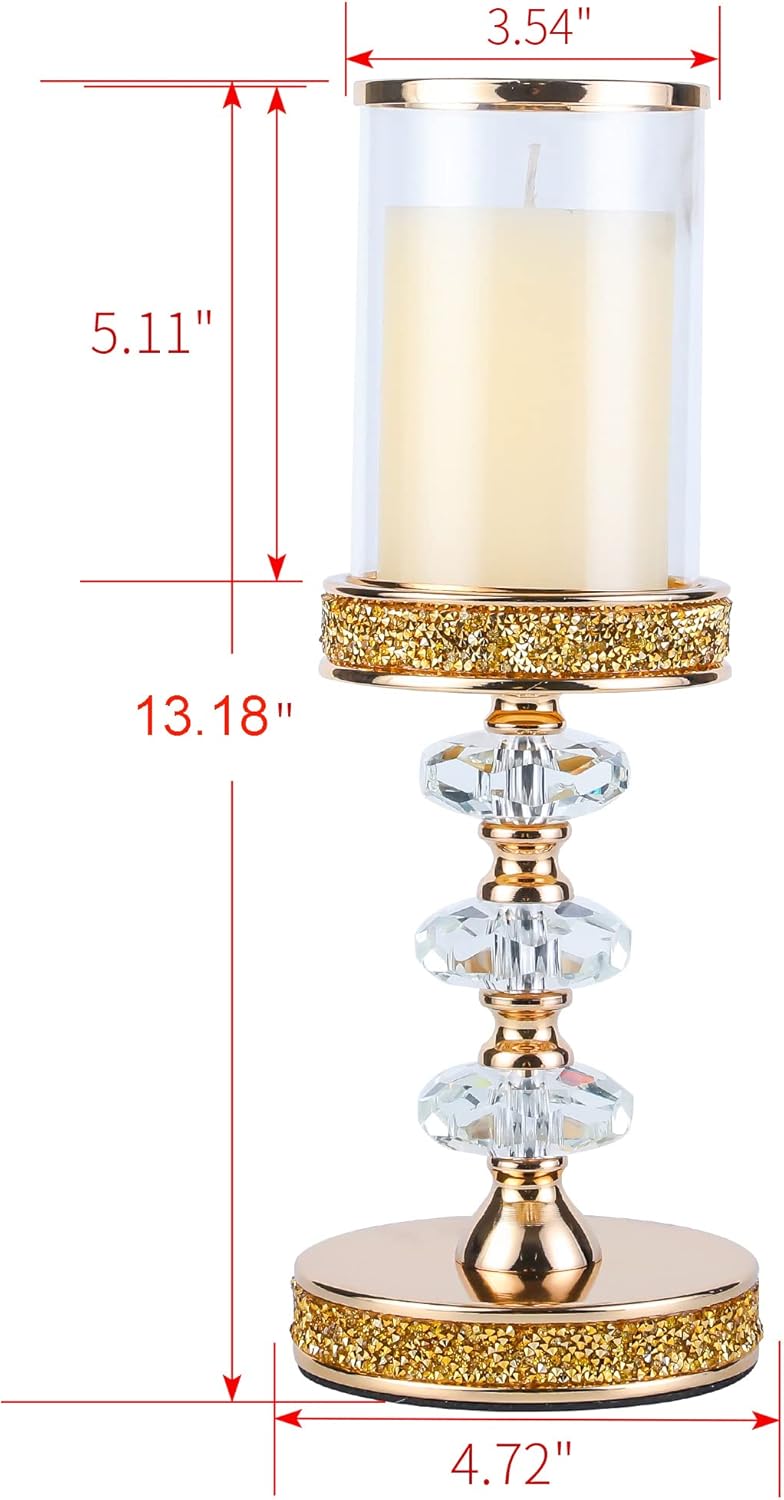 Candle Holder, Pillar Candle Holders, Crystal Candlesticks Holder for Wedding, Parties, Events, Chirstmas,Home Decor, Table Centerpieces CH028D (L)