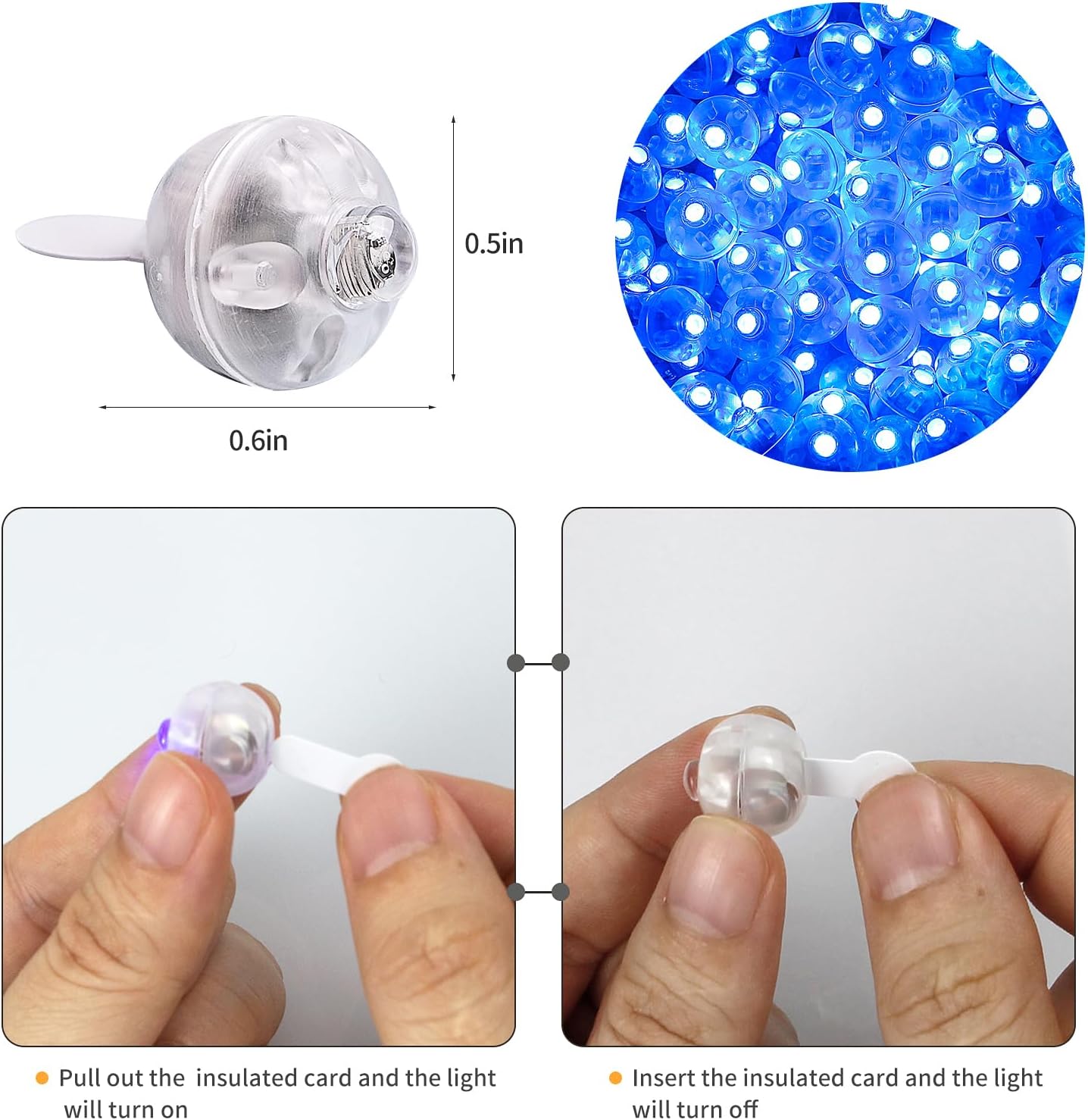 Aogist 50Pcs Balloon Lights with Hook,Long Standby Time,Waterproof Mini Light for Birthday Party Wedding Christmas Halloween Easter Decorative (Steady, Blue)