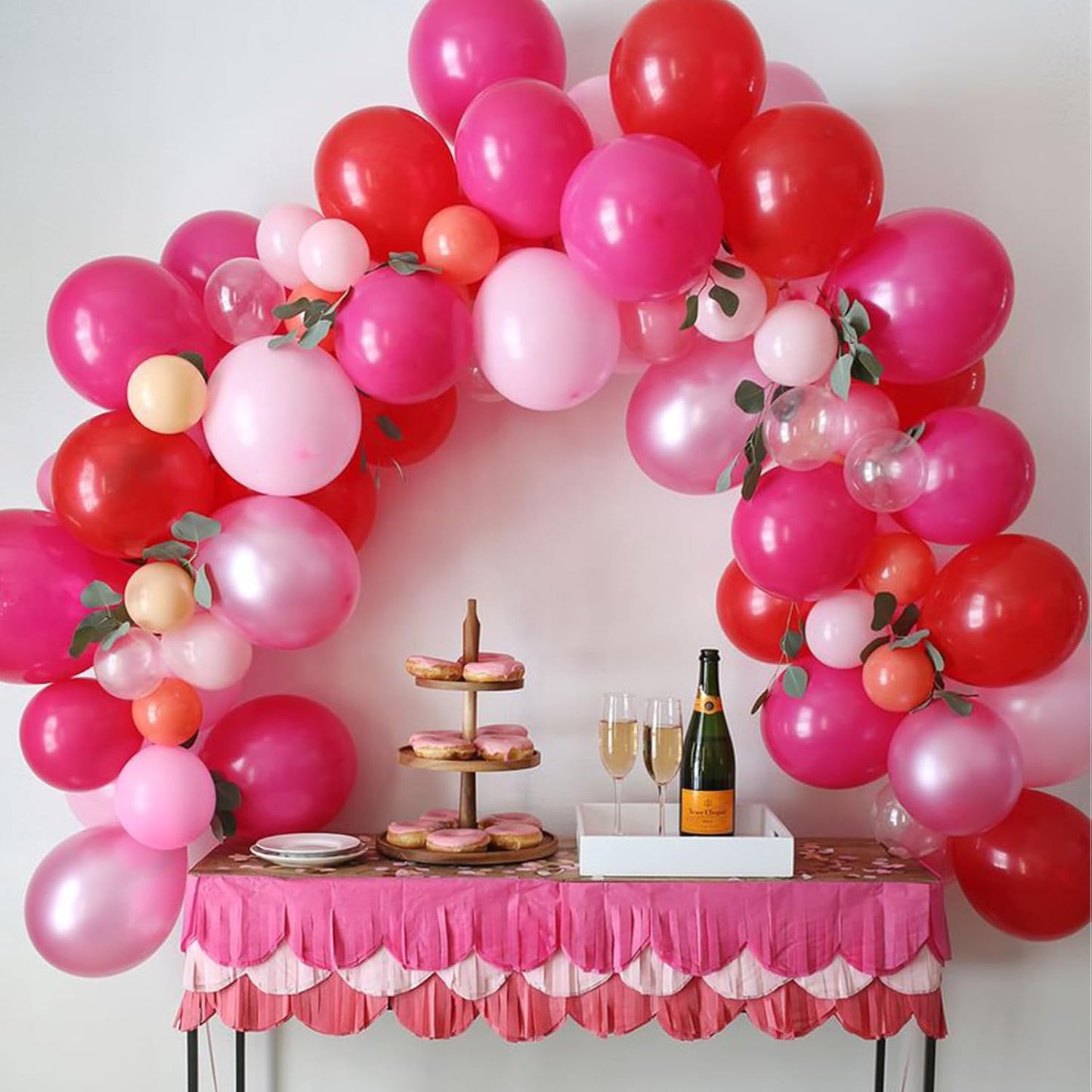 Paready Hot Pink Balloons Set, 60 Pcs 12 Inch Hot Pink Latex Balloons, Pink Confetti Balloon Hot Magenta Party Balloons for Birthday Wedding Baby Shower Princess Valentine's Party Decorations