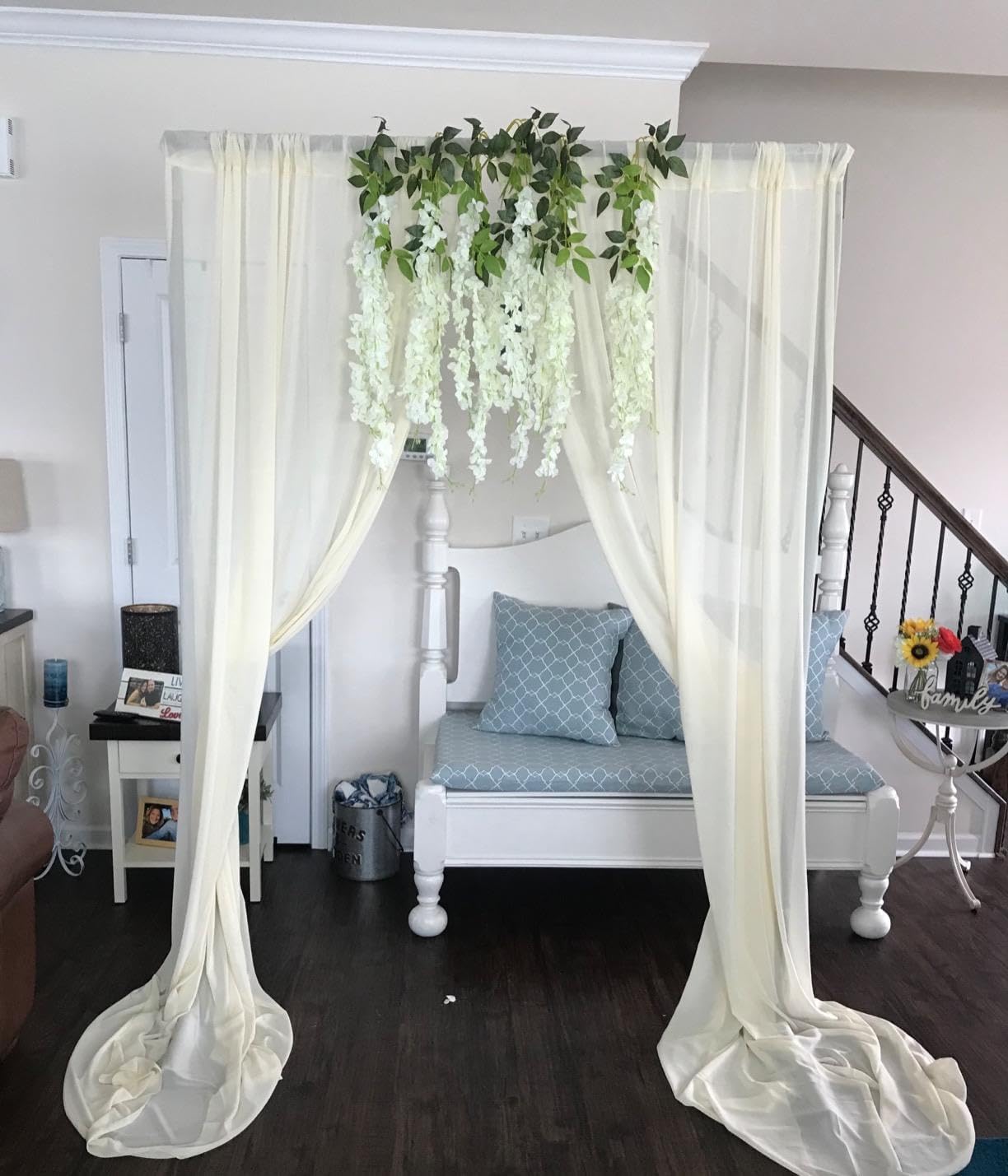 DUOBAO Ivory Sheer Chiffon Backdrop Curtains 108"" Long | 2 Panels | Perfect for Wedding Ceremonies, Beach Parties, Home Decor, and Events | Cream Drapes