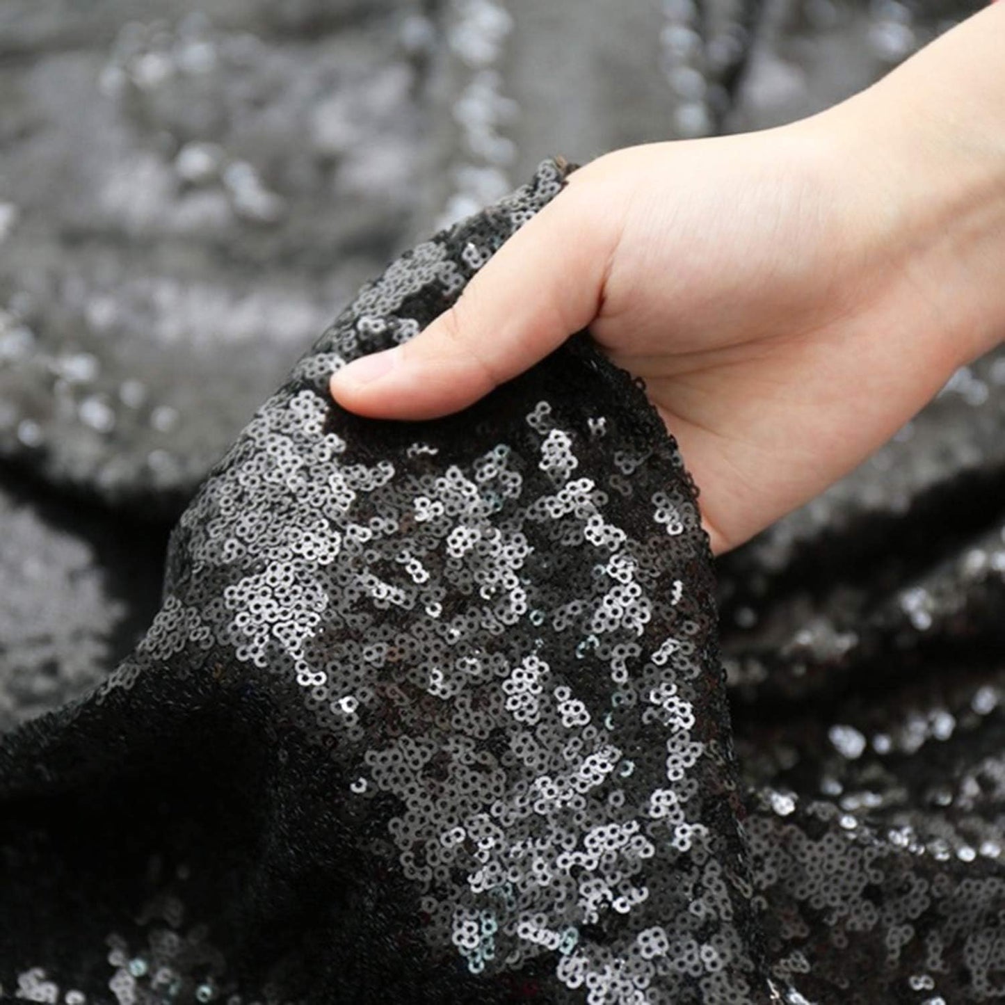 Poise3EHome 6FT x 6FT Black Sequin Photography Backdrop Curtain for Party Decoration