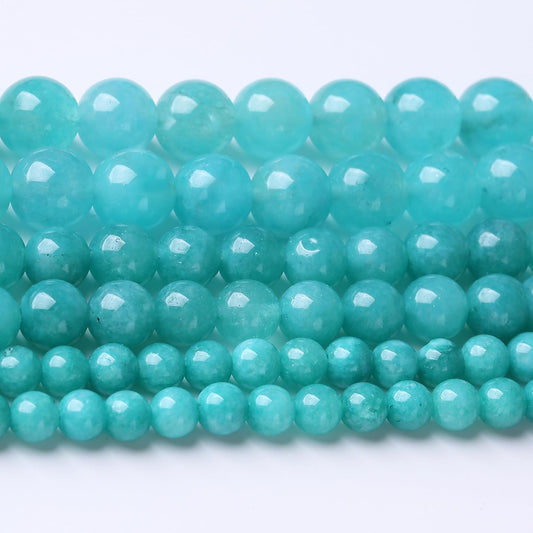 Blue Jade Stone Beads Gemstone Round Crystal Energy Jade Beads Stone Beads for Jewelry Making DIY Bracelet Necklace Jewelry Making 1 Strand 15.5inch 45PCS 8MM