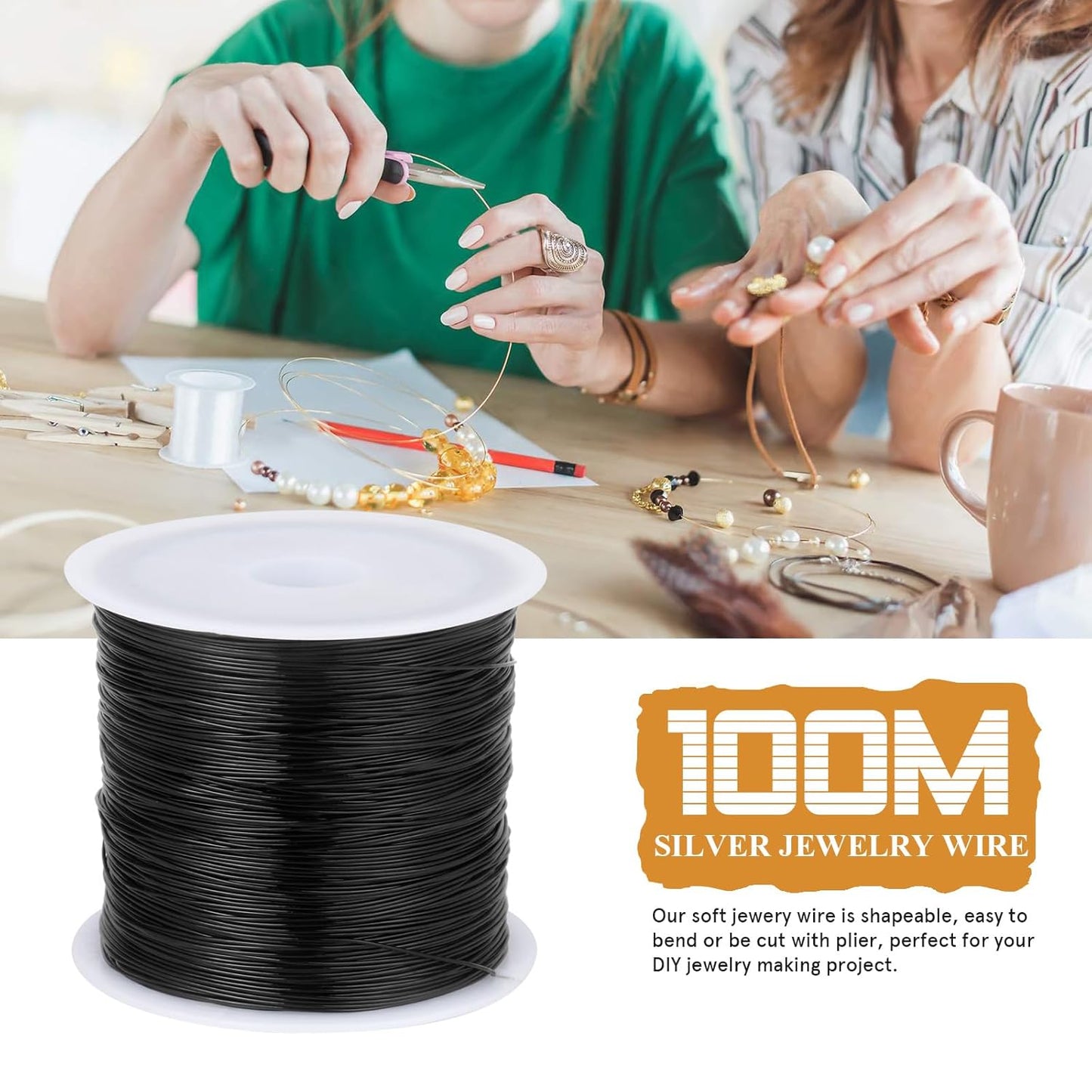 328FT Jewelry Wire 28 Gauge Tarnish-Resistant Copper Beading Wires Roll Bulk for DIY Crafts Jewelry Making, Black Wire