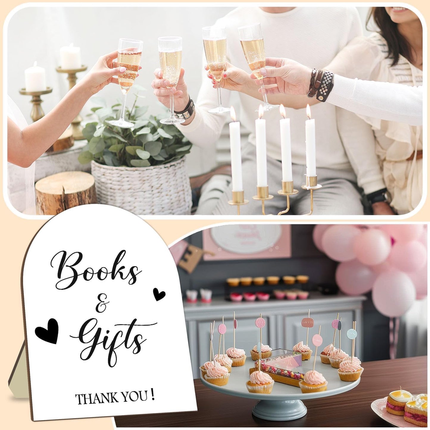 Books & Gifts Minimalist Decor Baby Shower Welcome Sign, 8 * 10IN