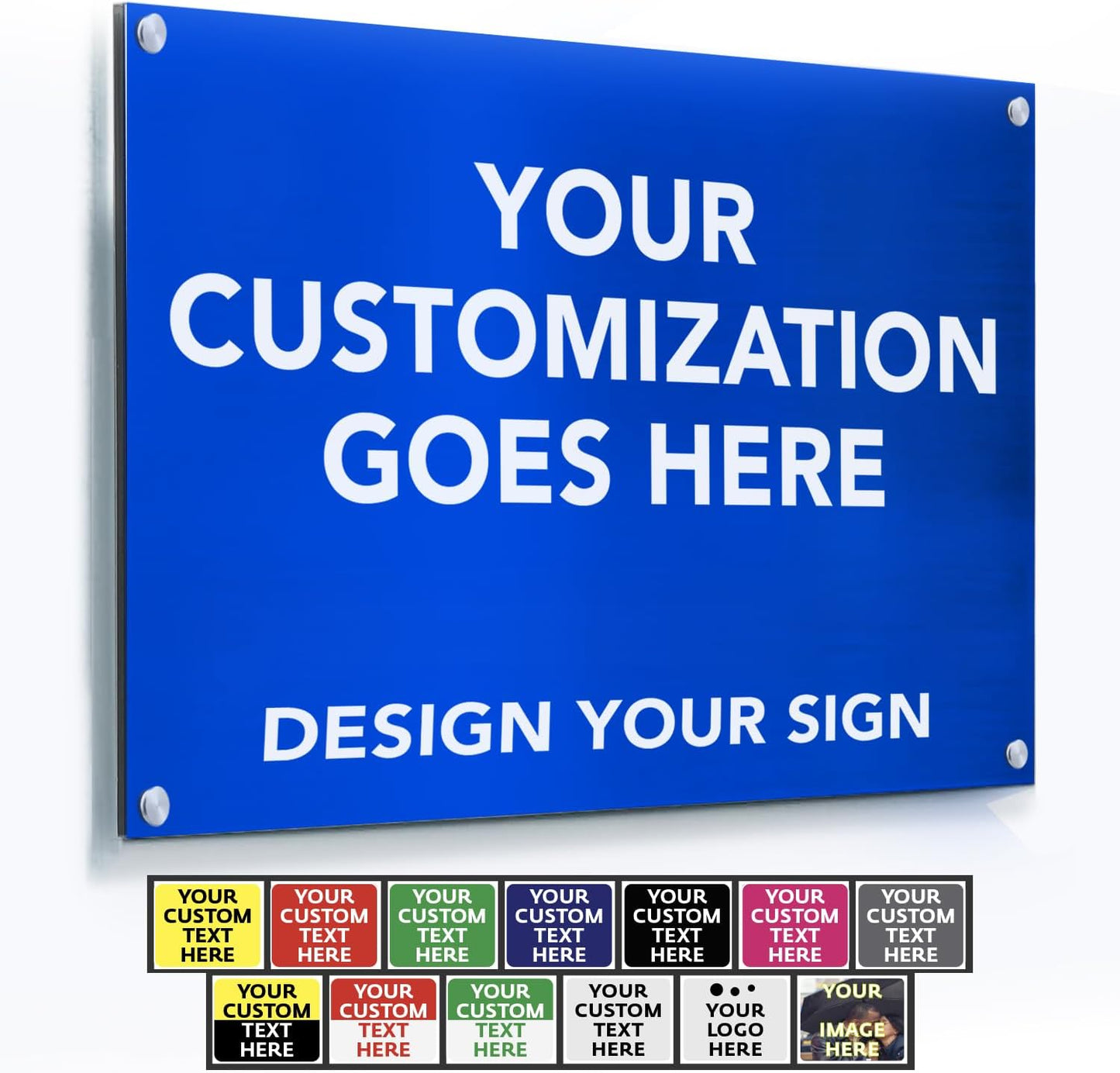 SPEEDYORDERS Custom Aluminum Signs, Personalized, Modern Style, Blue Background, 10x7 In