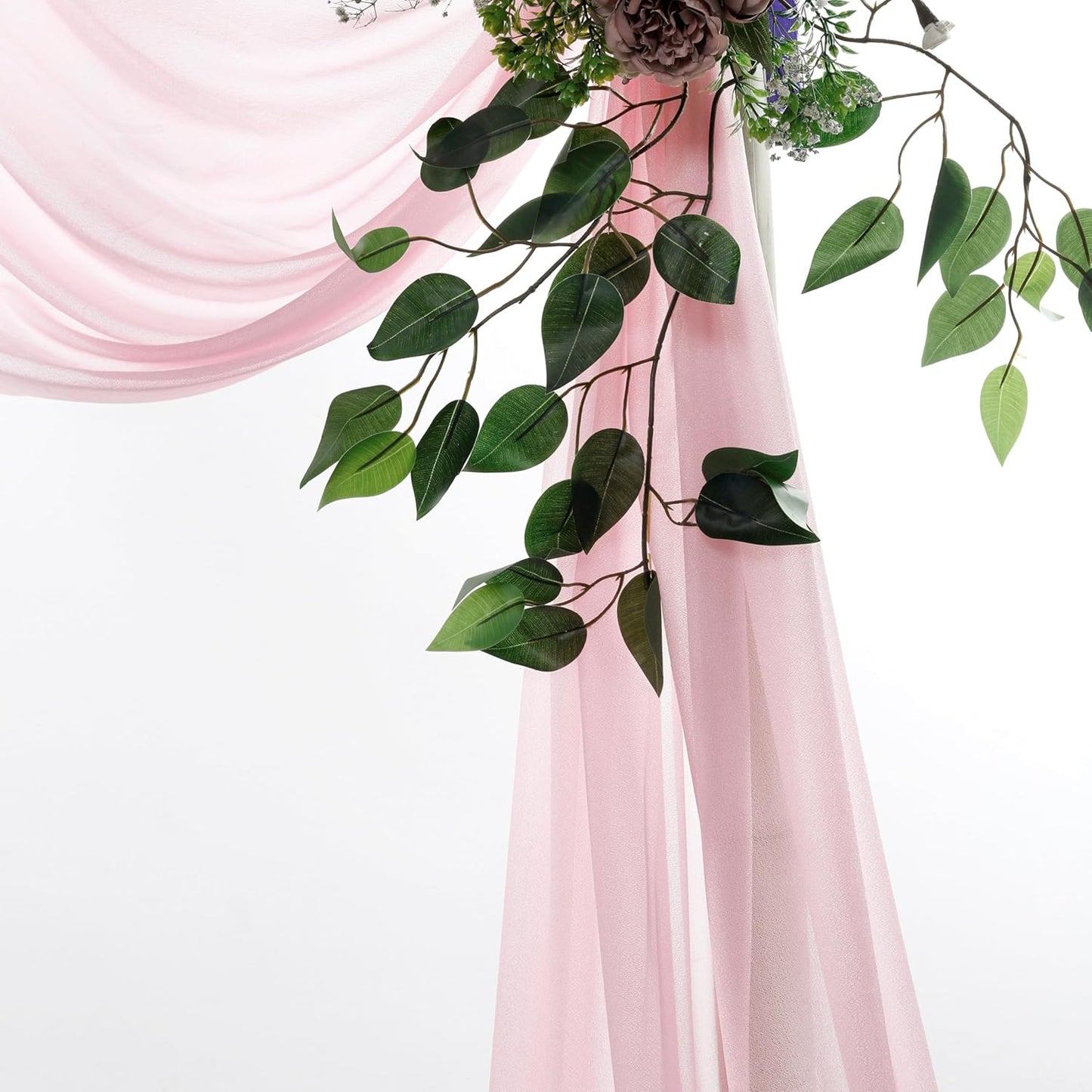VDS Pack of 4 Panel (30 Inch X 20 Feet) Wedding Arch Draping Fabric Sheer Chiffon Fabric Drapery for Wedding Ceremony Reception Swag Backdrop Canopy Chuppah ARBO Altars Decoration (Blush Pink)