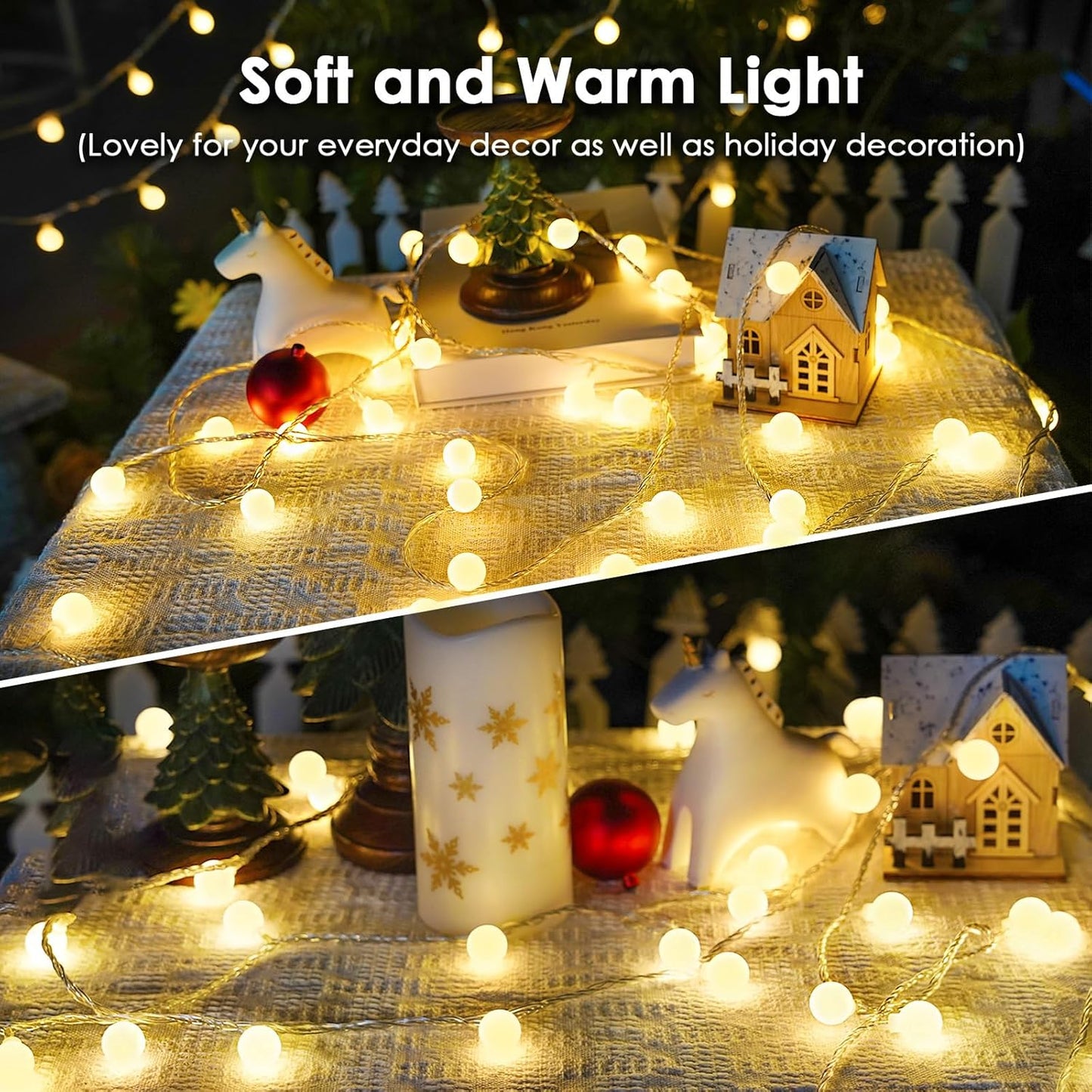 43FT 100LED Connectable Globe String Lights | 8 Modes Fairy Lights Plug in with Remote | Warm White Mini Globe Light for Indoor Outdoor Bedroom Wedding Party Garden Christmas Tree Decor