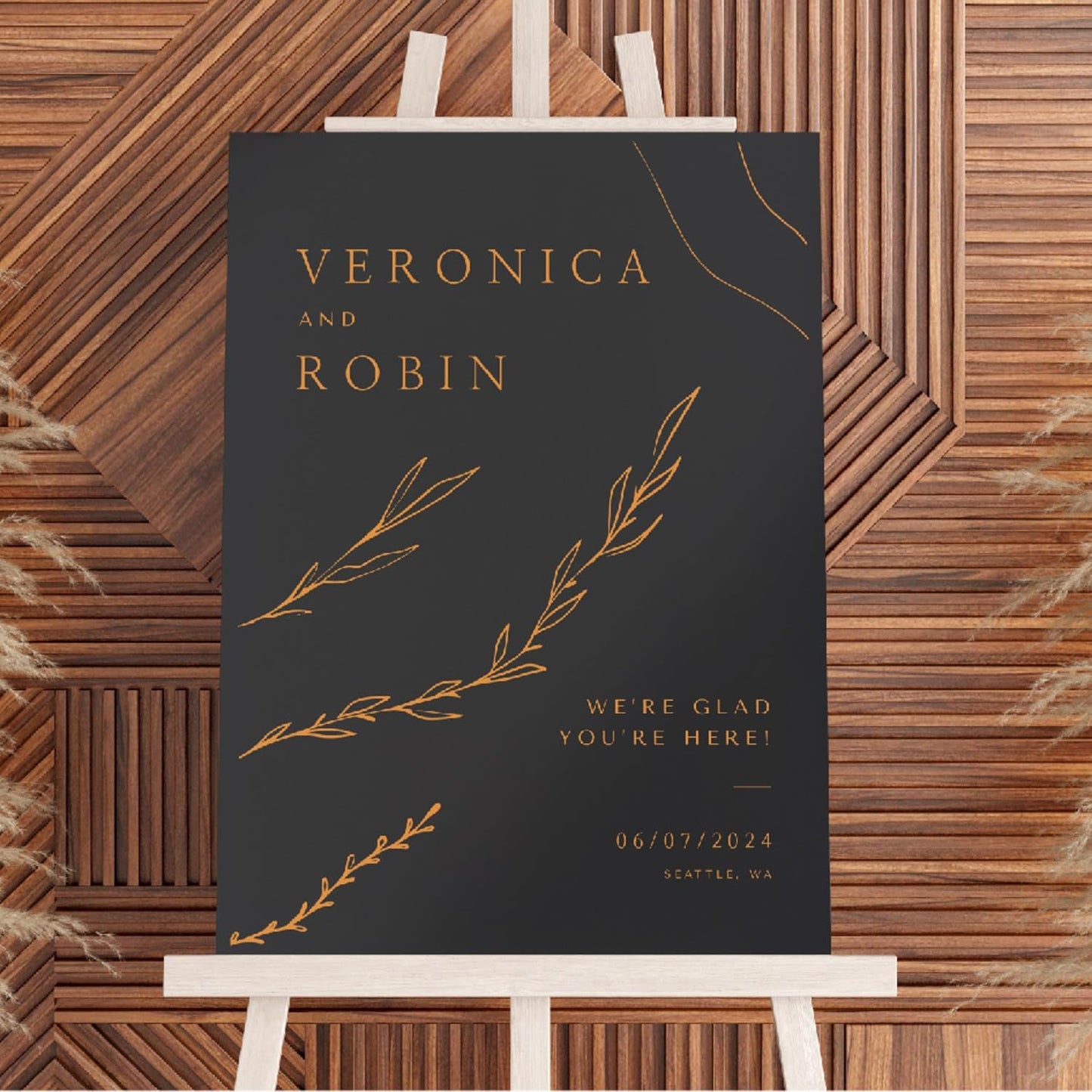 Personalized Wedding Welcome Sign, Customized Black Acrylic Sign for Wedding, 3 Optional Sizes, 29 Design Colors - Wedding Plaque for Welcome Sign, Customizable Wedding Décor