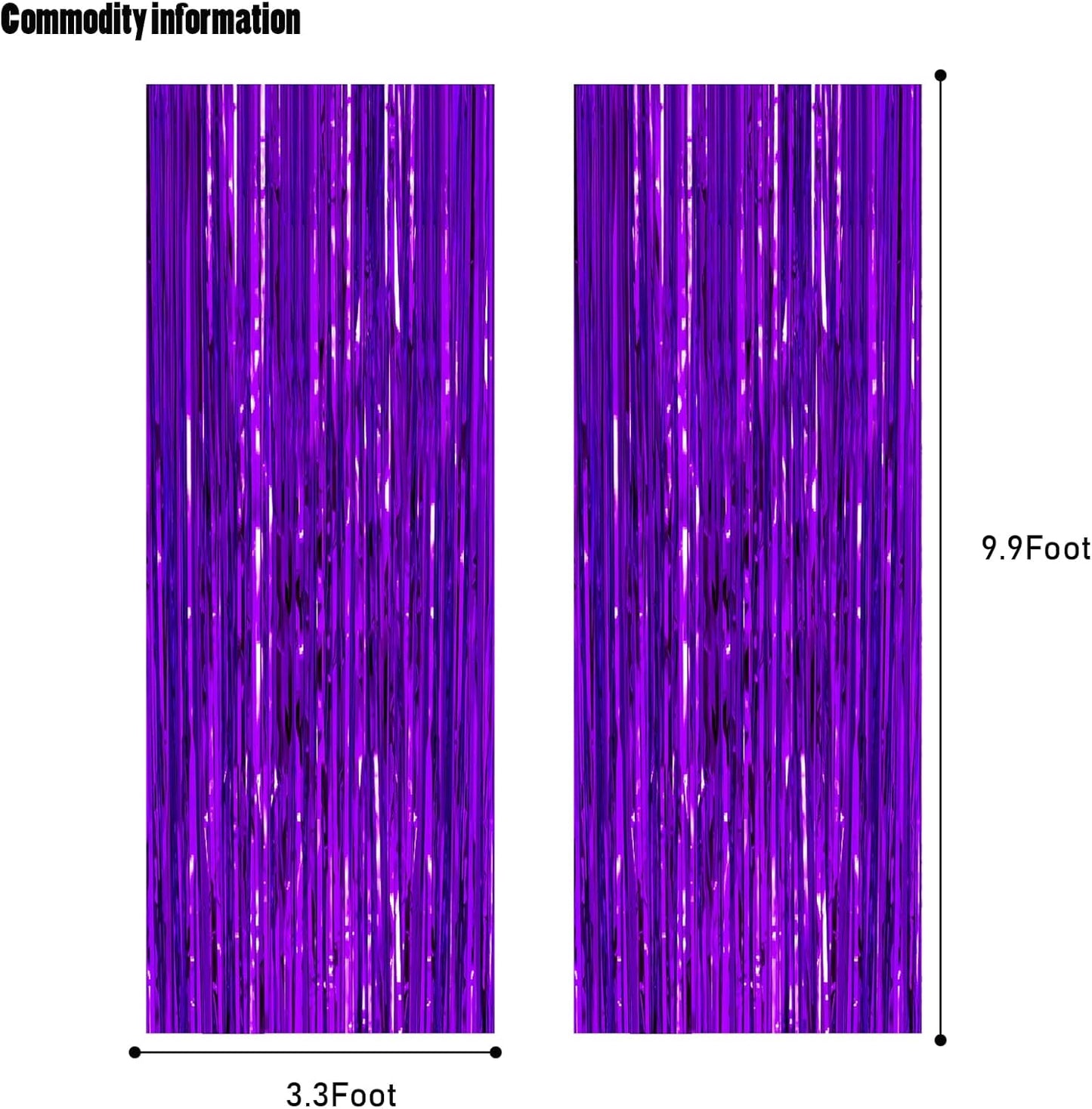 CANREVEL 2 Pack 3.3x8.2 Feet Purple Foil Fringe Backdrop Curtains, Tinsel Streamers for Mermaid Birthday Party Decorations, Graduation, Halloween, Disco Party