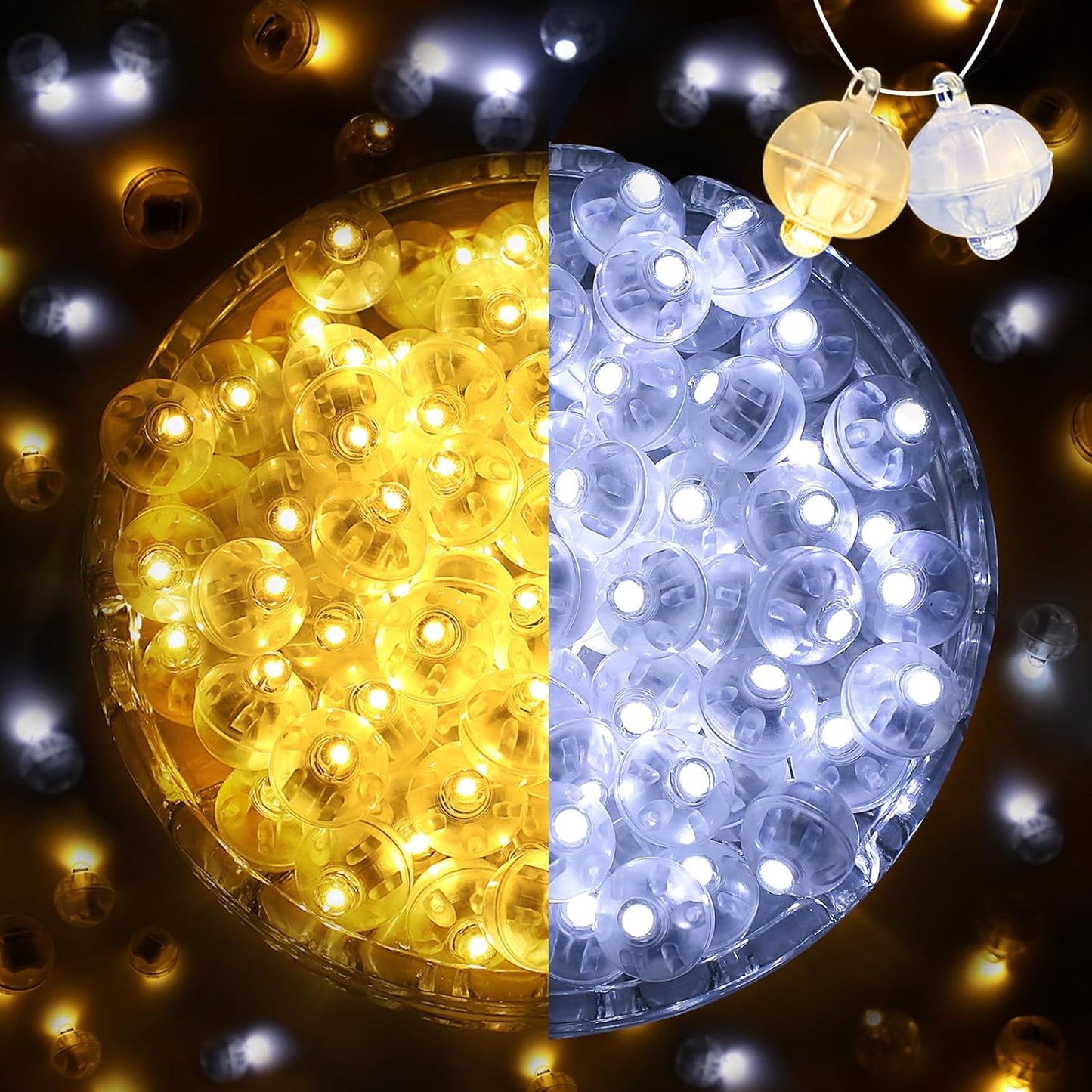 ZGWJ 200PCs Mini Led Lights with Hooks,Long Standby Time Balloons Light, Mix Colors for Party Decorations, Paper Lantern Easter Eggs Birthday Wedding Halloween Christmas Decoration(Warm and White)