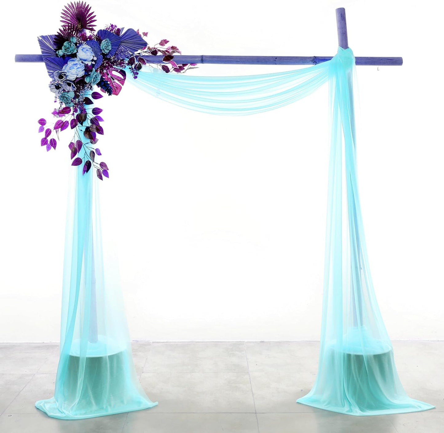 VDS Pack of 2 Panel (30 Inch X 50 Feet) Wedding Arch Draping Fabric Sheer Chiffon Fabric Drapery for Wedding Ceremony Reception Swag Backdrop Canopy Chuppah ARBO Altars Decoration (Teal)