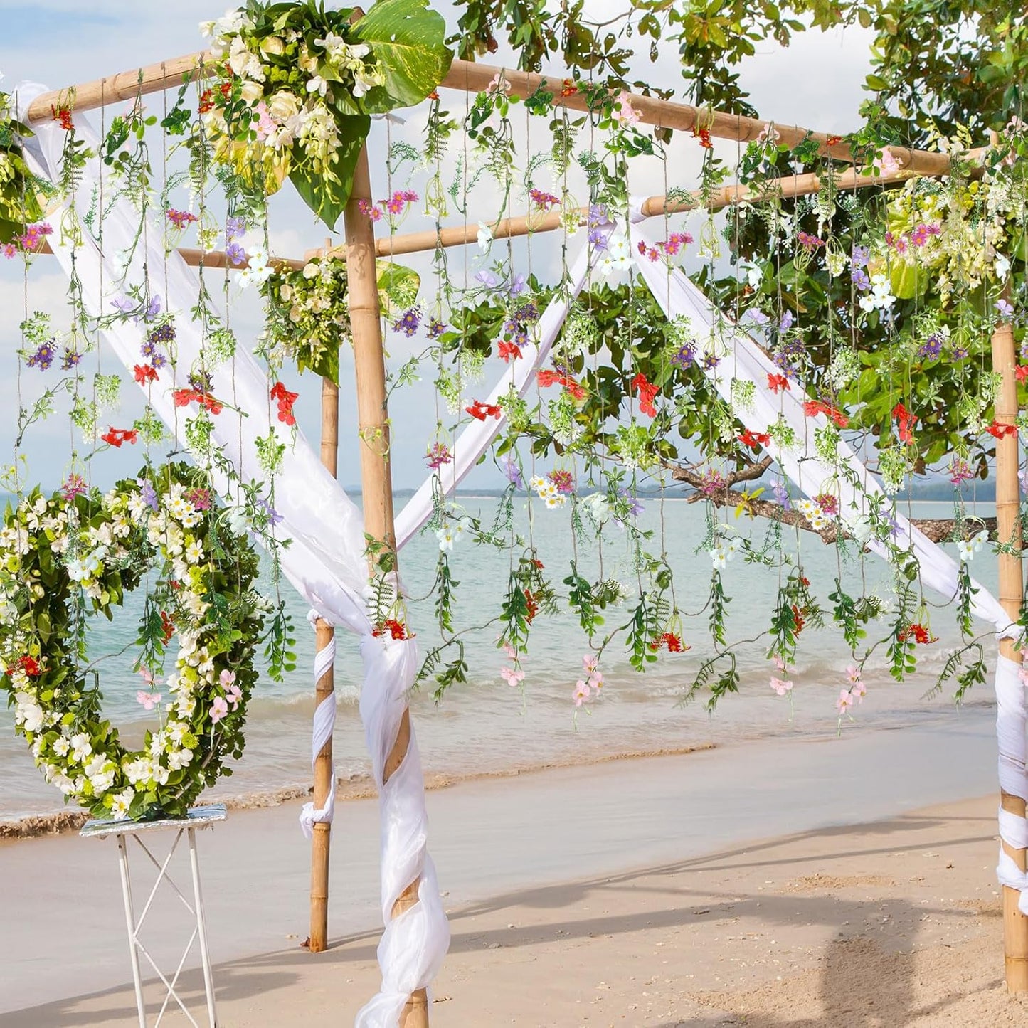 Yunlly 8 Pcs Artificial Flowers Hanging Decoration 6ft Faux Wildflower Vines Backdrop Floral Garlands Flower Vines for Wedding Party Background Birthday Home Birthday Garden Wall Arch Decor