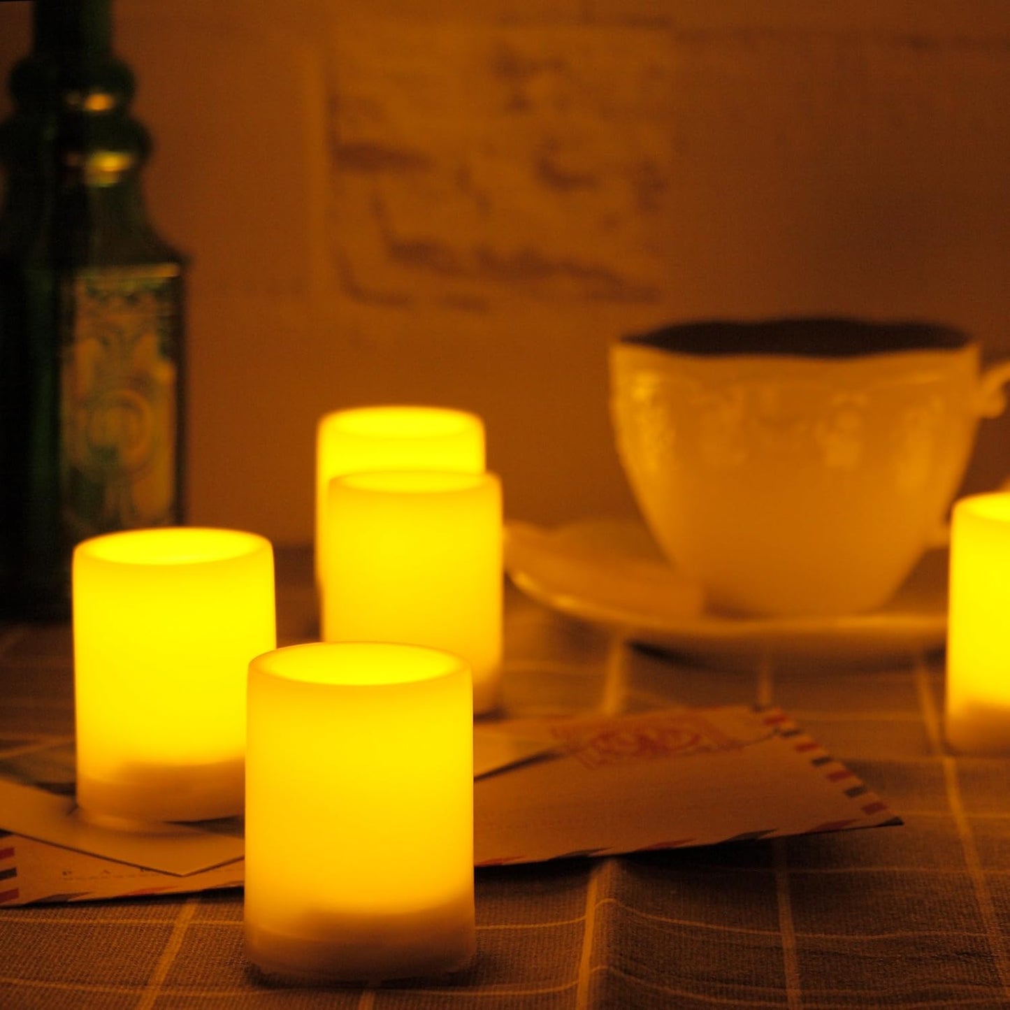 CANDLE CHOICE Battery Operated Flameless Votive Candles with Timer Long Lasting Realistic Flickering Electric Tea Lights Set Halloween Christmas Wedding Decorations Centerpieces Batteries Incl. 6 PCS