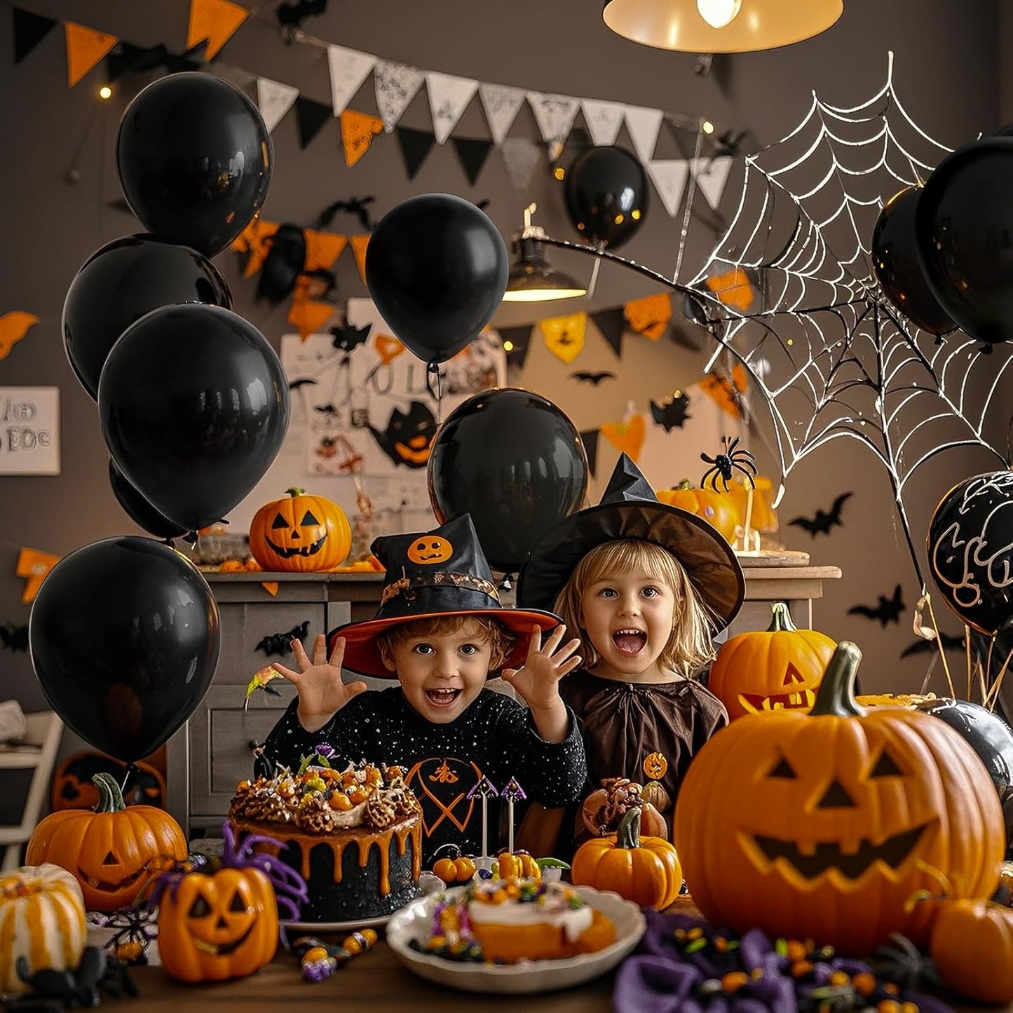 Black Halloween Balloons 110Pcs Black Balloon 12 inch, Latex Balloons for Birthday Party Baby Shower Wedding, Halloween Party Decorations and Spooky Party