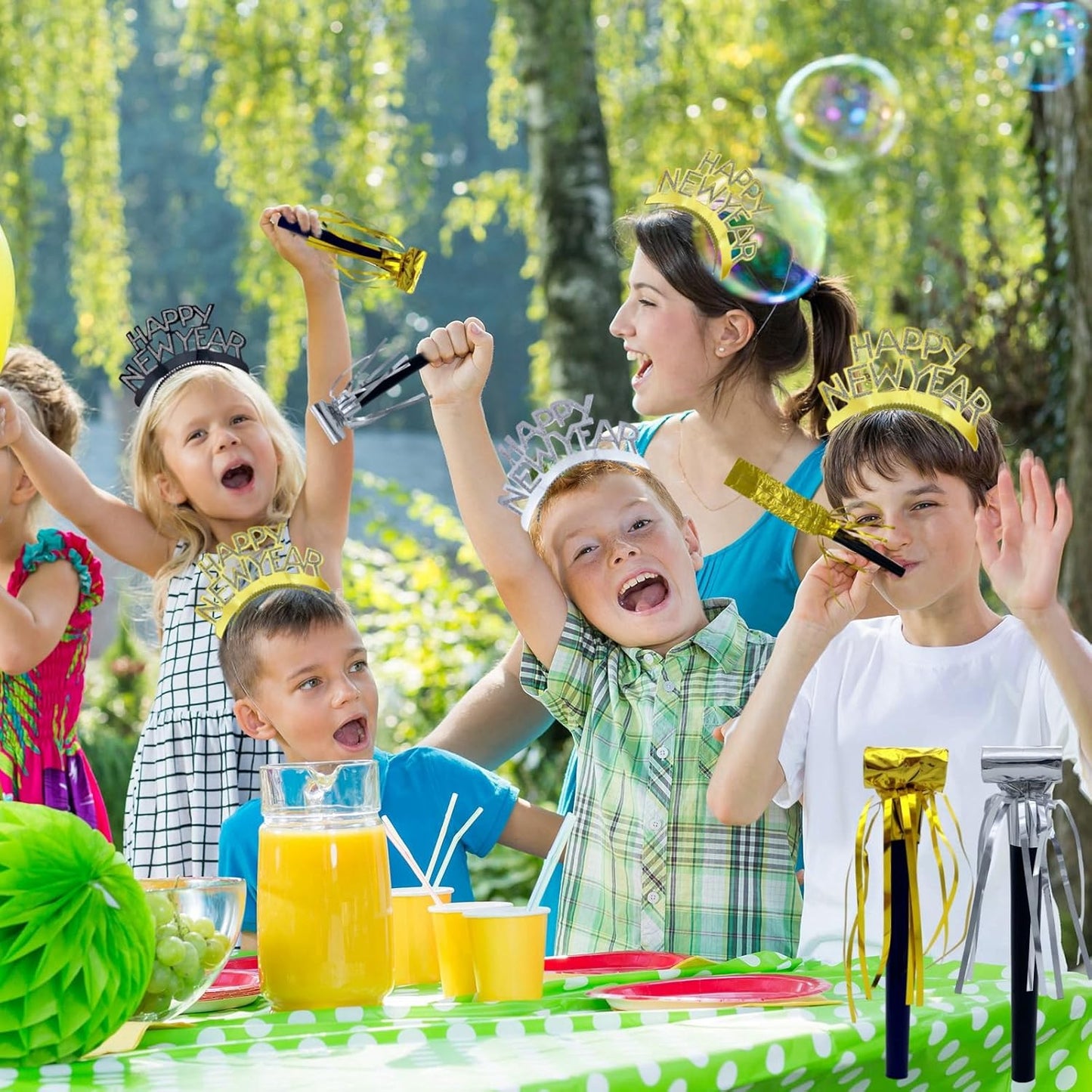 48 Pieces Party Squawkers Christmas Party Blowers Noise Makers for New Year Party Favor Supplies, Gold