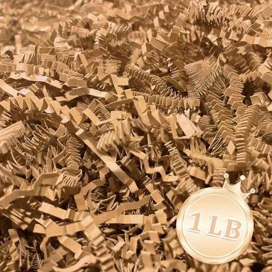 Zankubom 1 LB Brown Kraft Crinkle Cut Paper Shred Filler Great for Gift Wrapping, Cowhide Color Basket Fillers, Birthday, Gift Wrapping, Halloween Thanksgiving Christmas Party Decor Filling Supplies