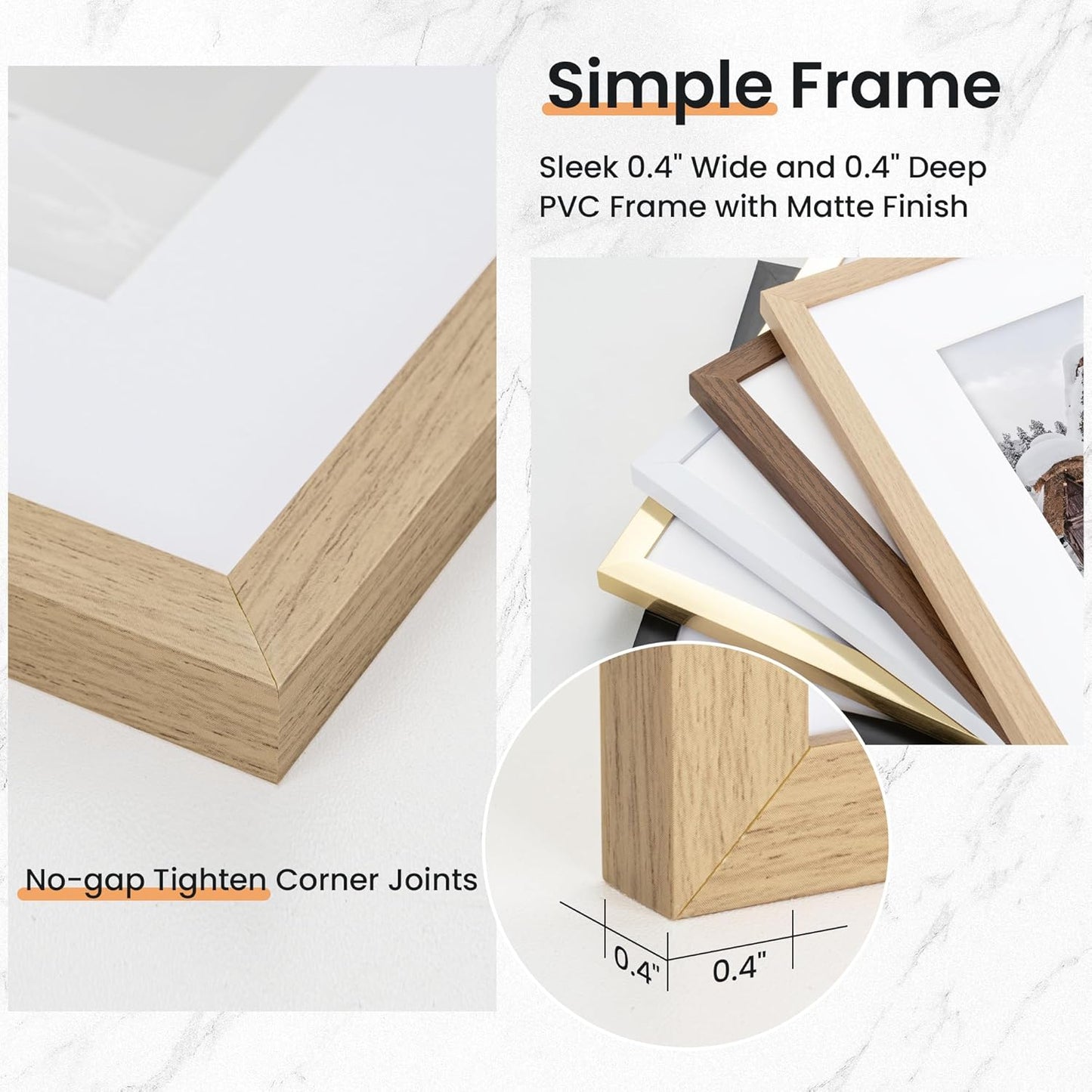 11x14 inch Picture Frame, 11x14 Photo Frames with 8x10 Removable Mat - High Definition Plexiglass - Vertical and Horizontal Display - Wall Hanging Frame - Oak Color, 12 Pack