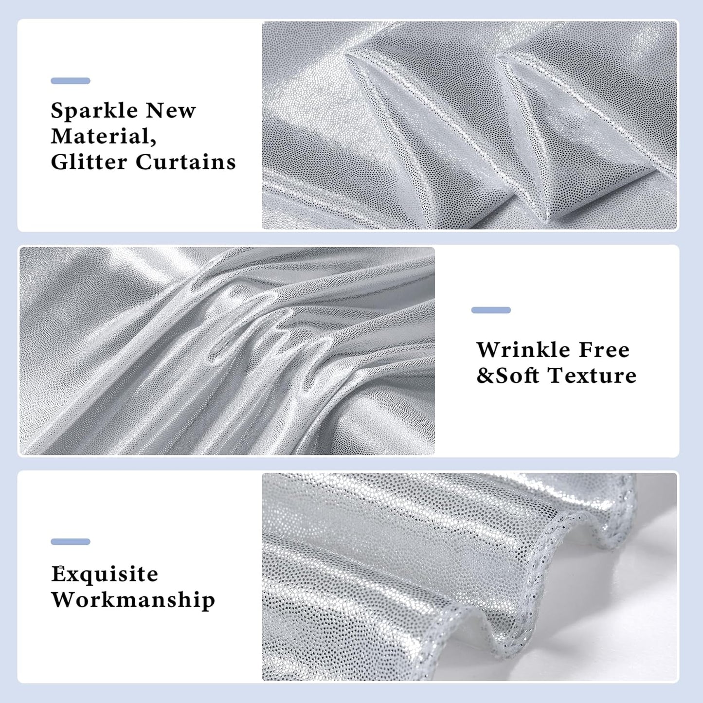 Outpain Thick 30 ft x 10 ft Silver Sequin Backdrop Curtain for Parties, Wrinkle Free Glitter Photo Backdrop Drapes 6 Panels 5x10ft Silver Back Drop Cloth for Wedding Christmas Photography Background