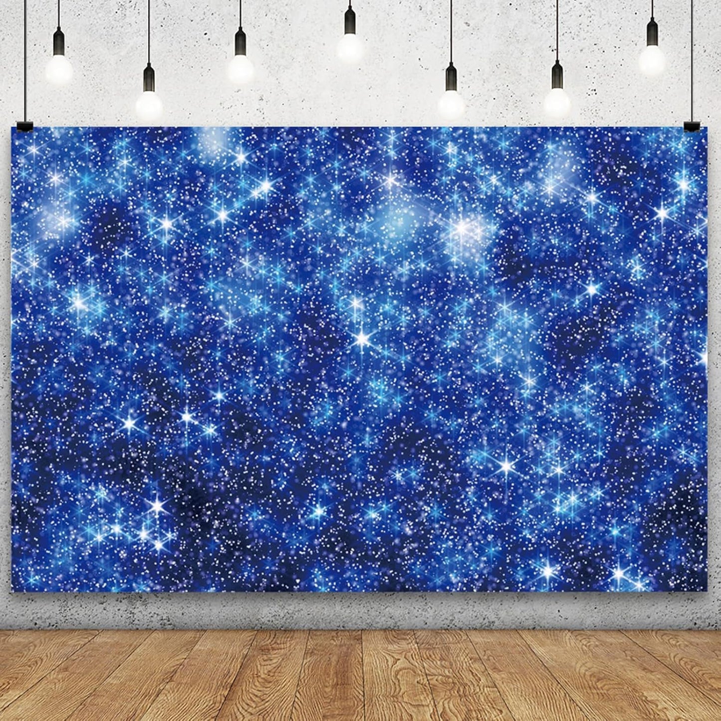 YongFoto Blue Glitter Backdrop 10x5ft Silver Light Spots Navy Blue Sequin Bokeh Photography Background Birthday Bridal Shower Wedding Photography Background Party Banner Decor Portraits Photoshoot
