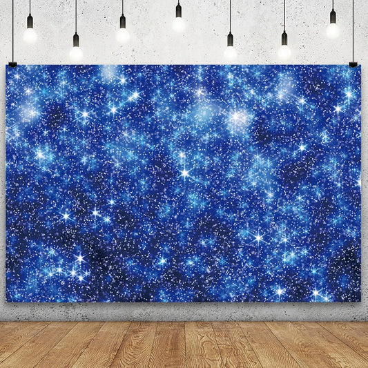 YongFoto Blue Glitter Backdrop 9x6ft Silver Light Spots Navy Blue Sequin Bokeh Photography Background Birthday Bridal Shower Wedding Photography Background Party Banner Decor Portraits Photoshoot