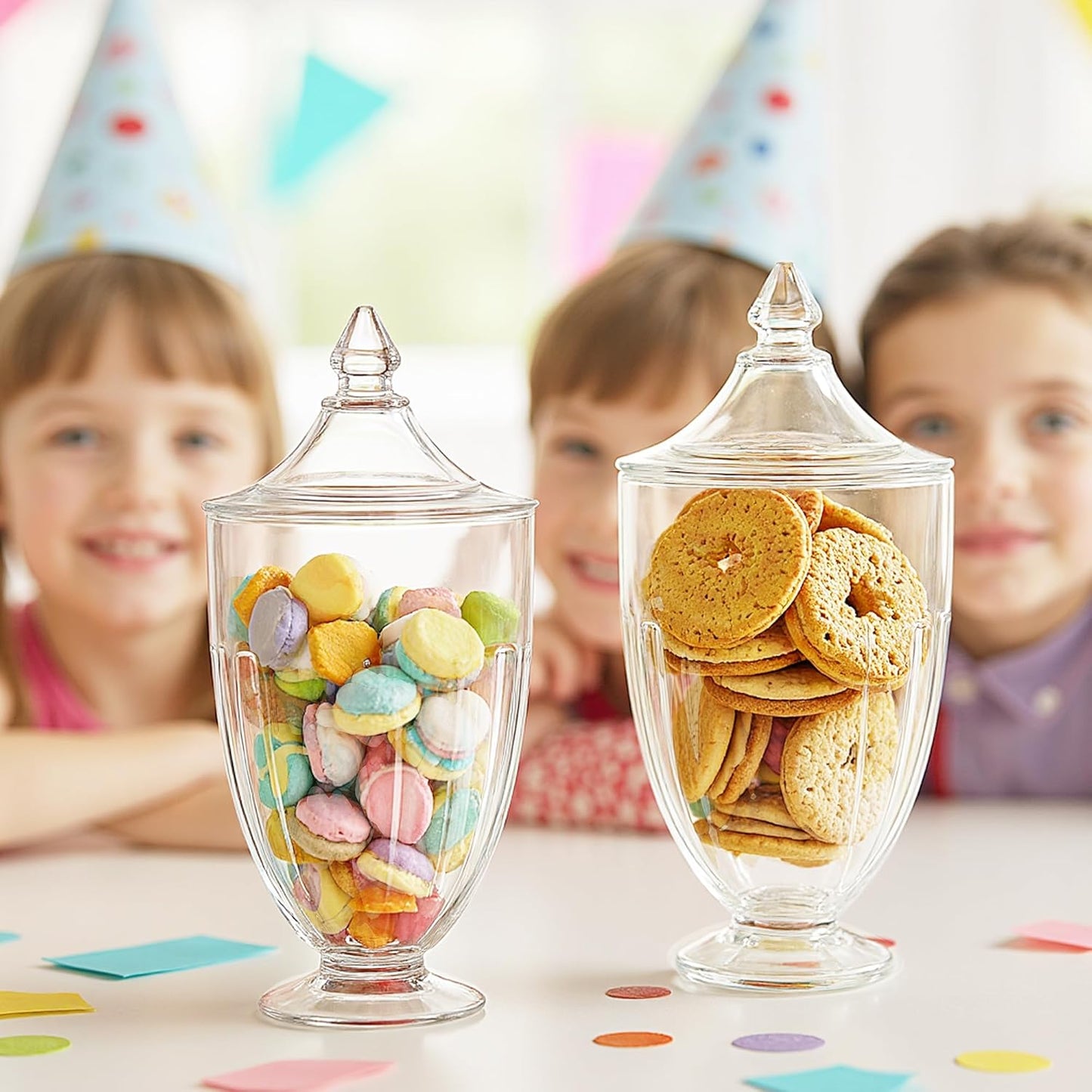 ZEERSHEE 2 Pack 26oz Glass Candy Jars with Lids Clear Decorative Storage Jar for Candy Cookies Wedding Party Favors