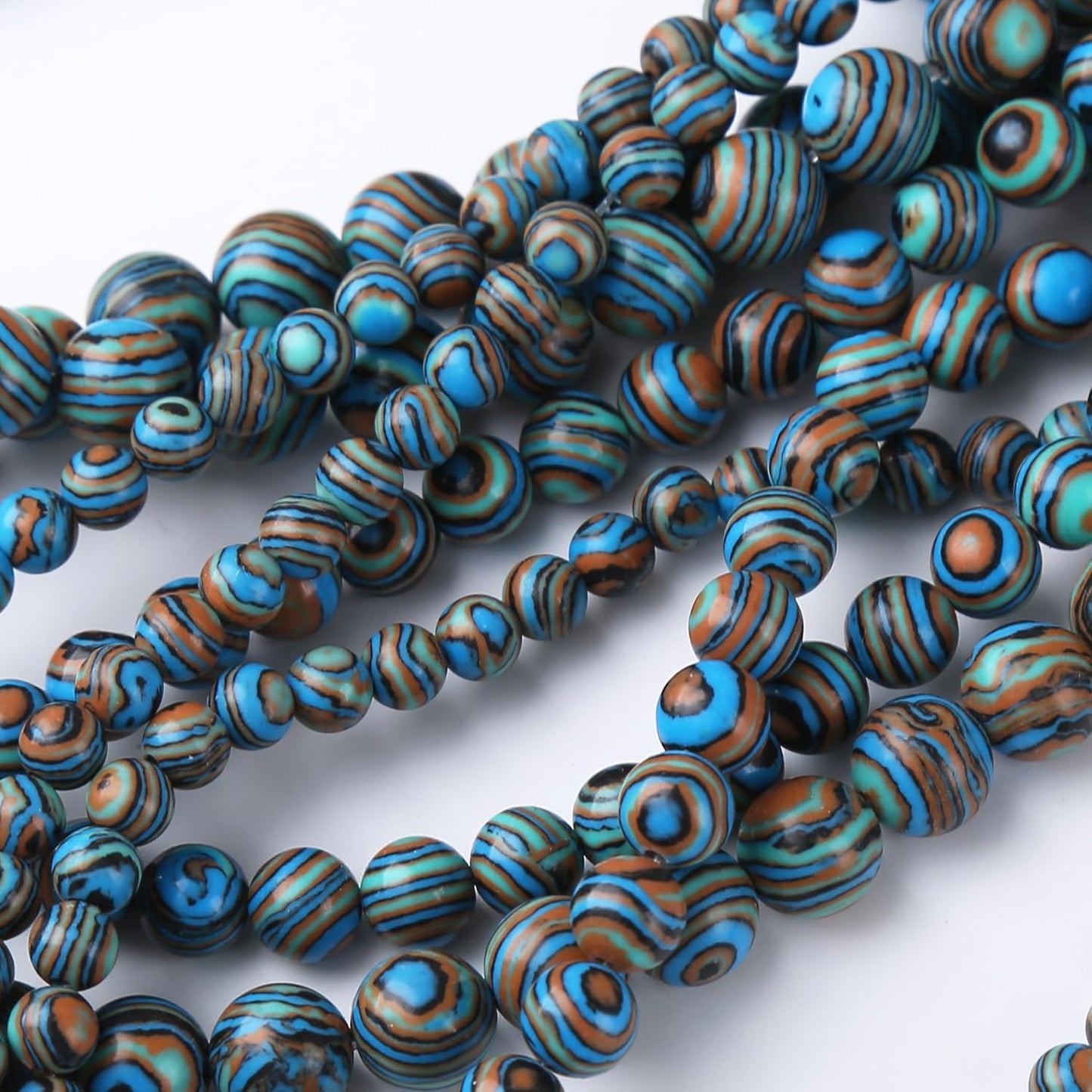 Blue Peacock Turquoise Stone Beads Gemstone Round Crystal Energy Jade Beads Stone Beads for Jewelry Making DIY Bracelet Necklace Jewelry Making 1 Strand 15.5inch 31PCS 12MM