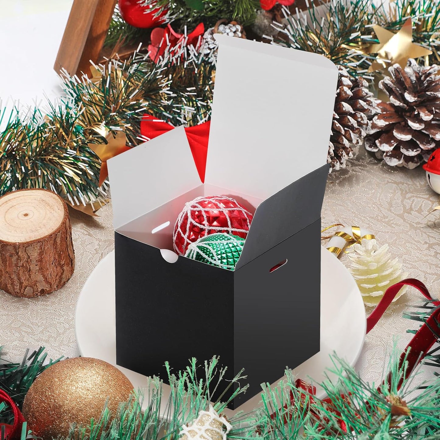 DOYIDE Small Gift Boxes, 60 Pcs 4x4x4 Inch Black Elegant Paper Box with Ribbons, Party Favor Boxes for Candy Cupcake Christmas Wedding Baby Shower Bridesmaids Birthday