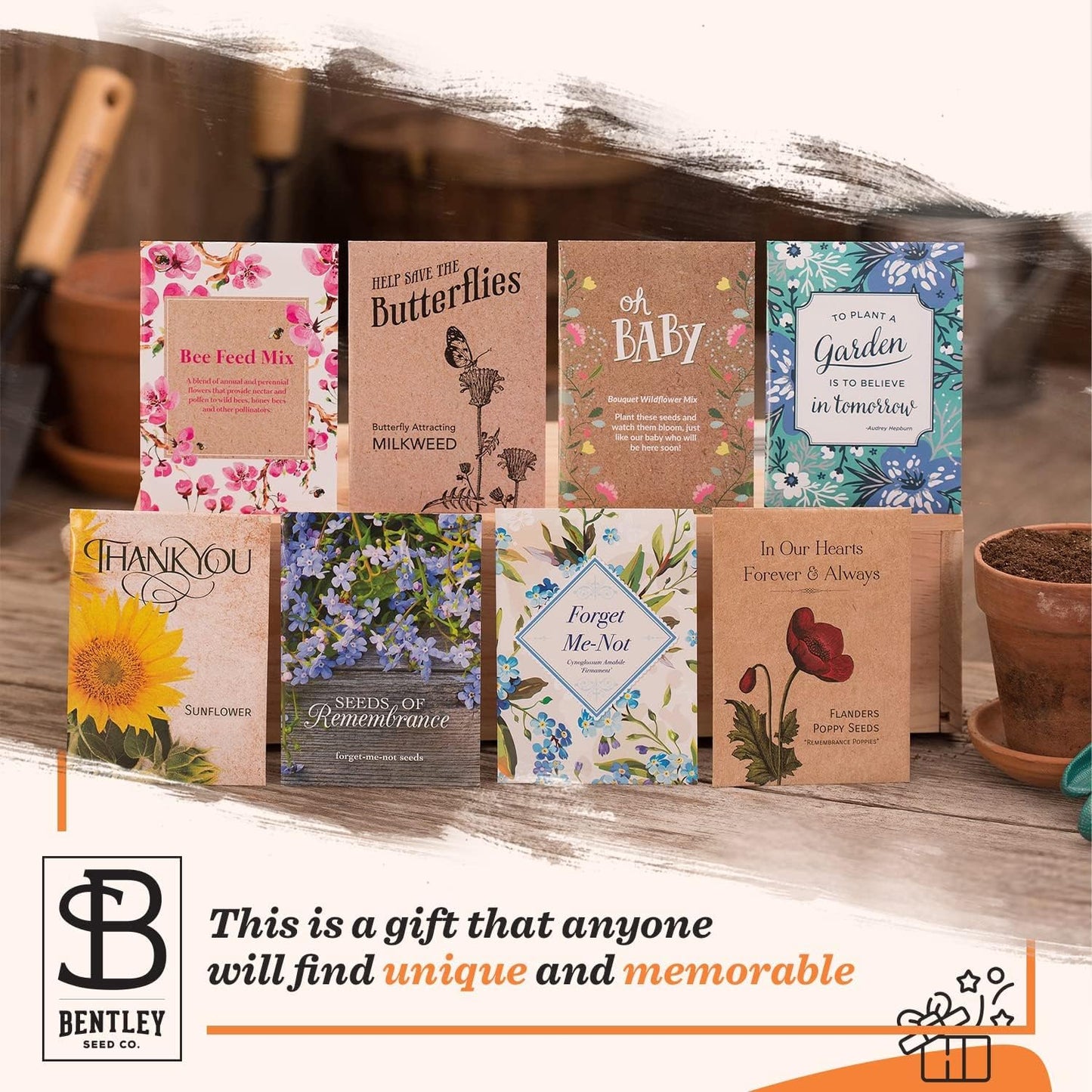 Vintage Look - 25 Individual Forget Me Not Flower Seed Packet Favors - Non GMO - Ready to Give - Bulk Pack of 25