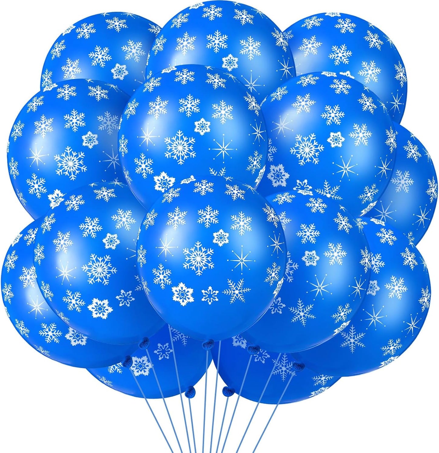 Skylety 40 Pieces Snowflake Balloons Bulk Winter Transparent Snowflake Latex Balloons for Christmas Birthday Wedding Party Decorations(Blue)
