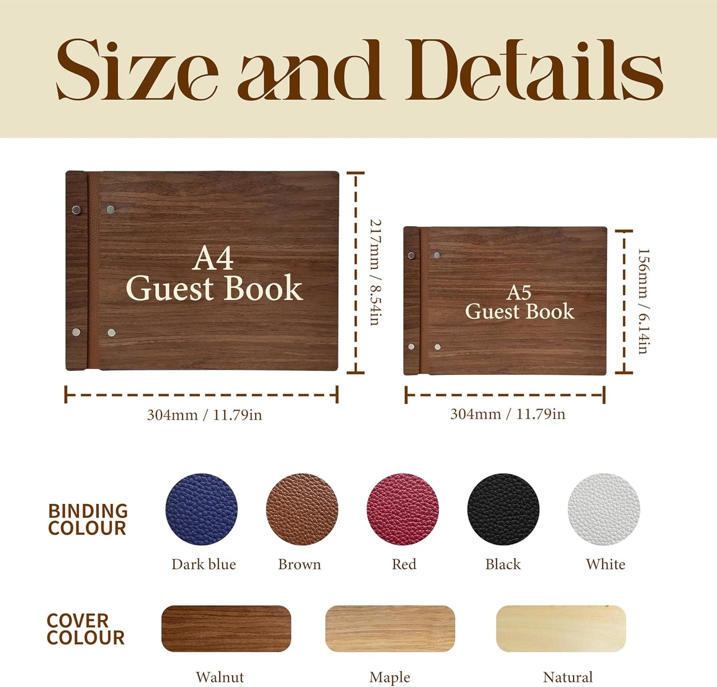 Personalized Wooden Wedding Guest Book, Custom Reception Sign Wooden Guestbook, Wedding Anniversary Birthday Decoration Supplies, Ideal for Photo Wedding Album, Photobooth Guestbook (Dark Walnut)