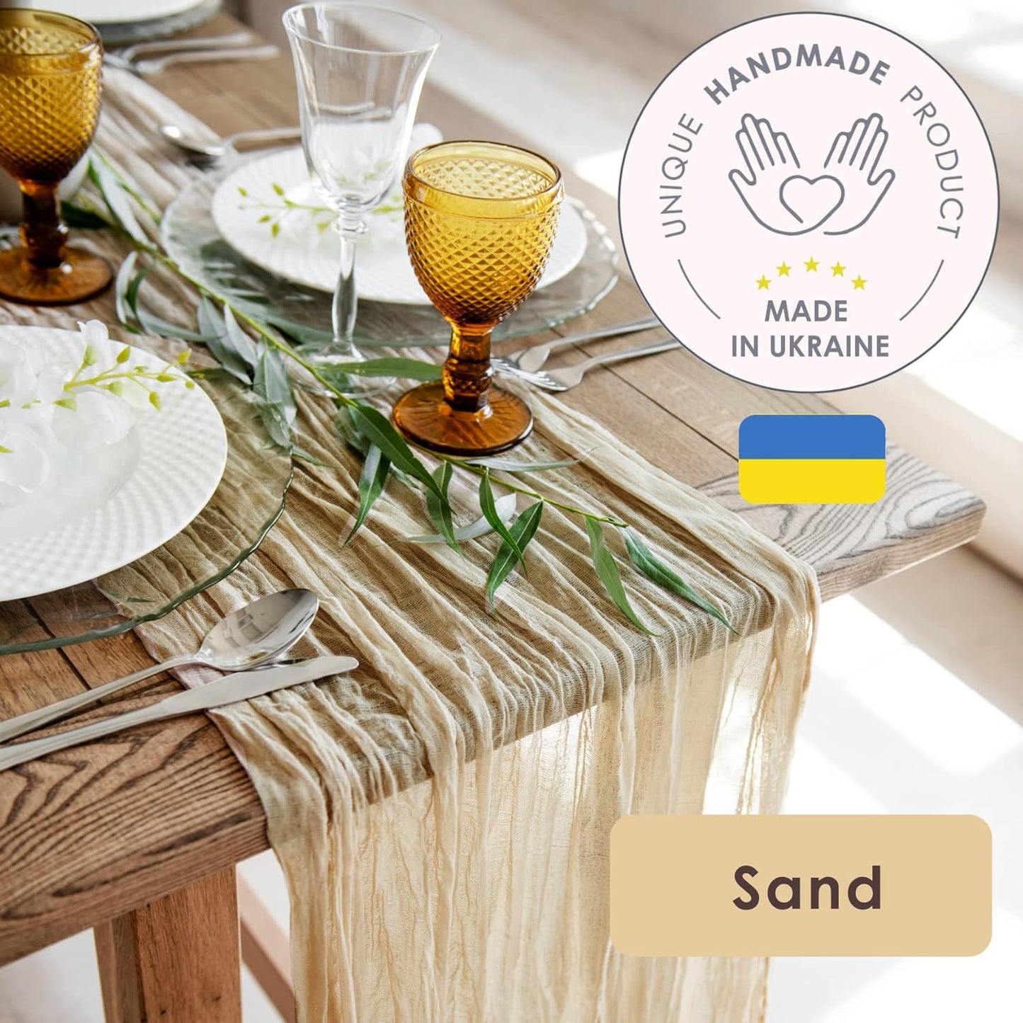 Gauze Table Runner Bulk Cheesecloth Table Runner Set of 2 Pieces 141 inches Long Each for Bohemian Wedding Wedding Decorations, Beige Cheese Cloth Gauze Fabric