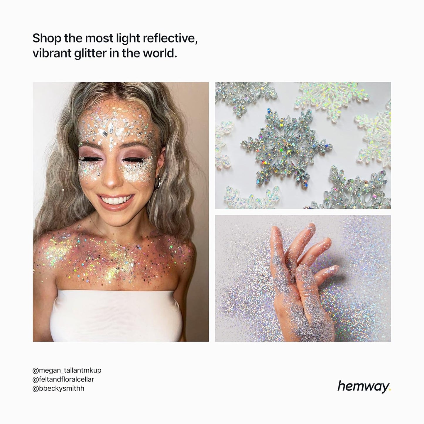 Hemway Eco Friendly Biodegradable Glitter 100g / 3.5oz Bio Cosmetic Safe Sparkle Vegan for Face, Eyeshadow, Body, Hair, Nail and Festival Makeup, Craft - 1/24" 0.04" 1mm - Silver Holographic