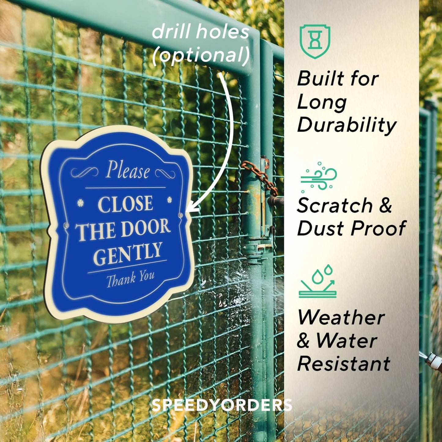 Custom Decorative Outdoor Metal Sign - Personalized Aluminum Driveway Sign, Waterproof, Made In USA - Design 3 Blue Steel 12x12 In