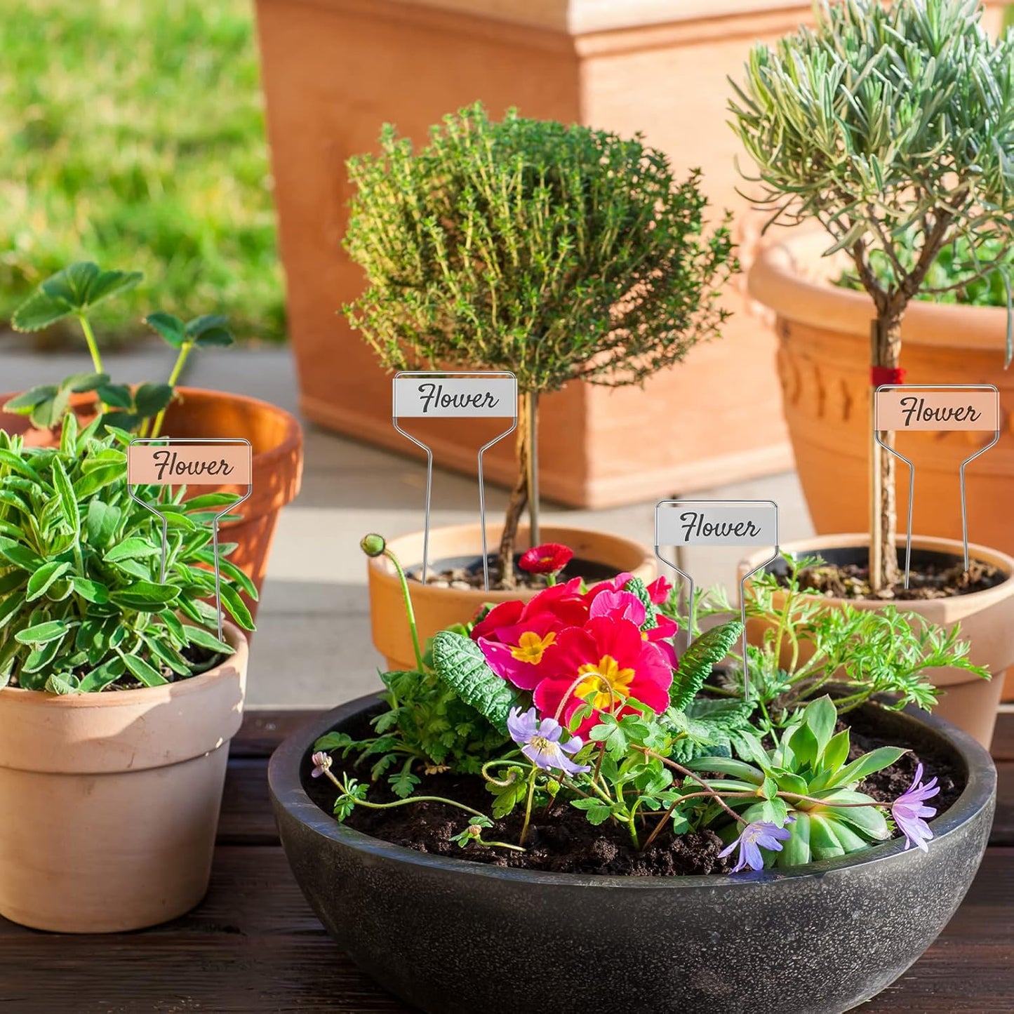 80 Pcs 10" High Plant Labels, Include 40 Copper Metal Plant Tags and 40 Weatherproof Garden Aluminum Markers Bulk with Marker Pen Reusable Seedling Sign Nursery Tag for Outdoor Herb Vegetable Flower