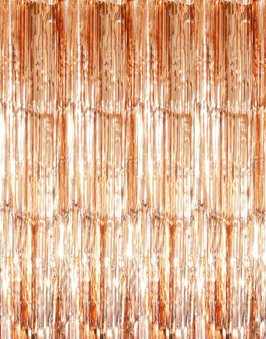 GOER 3.2 ft x 9.8 ft Metallic Tinsel Foil Fringe Curtains Party Photo Backdrop Party Streamers for Birthday,Graduation,New Year Eve Party Decorations Wedding Decor (3 Packs,Champagne Gold)
