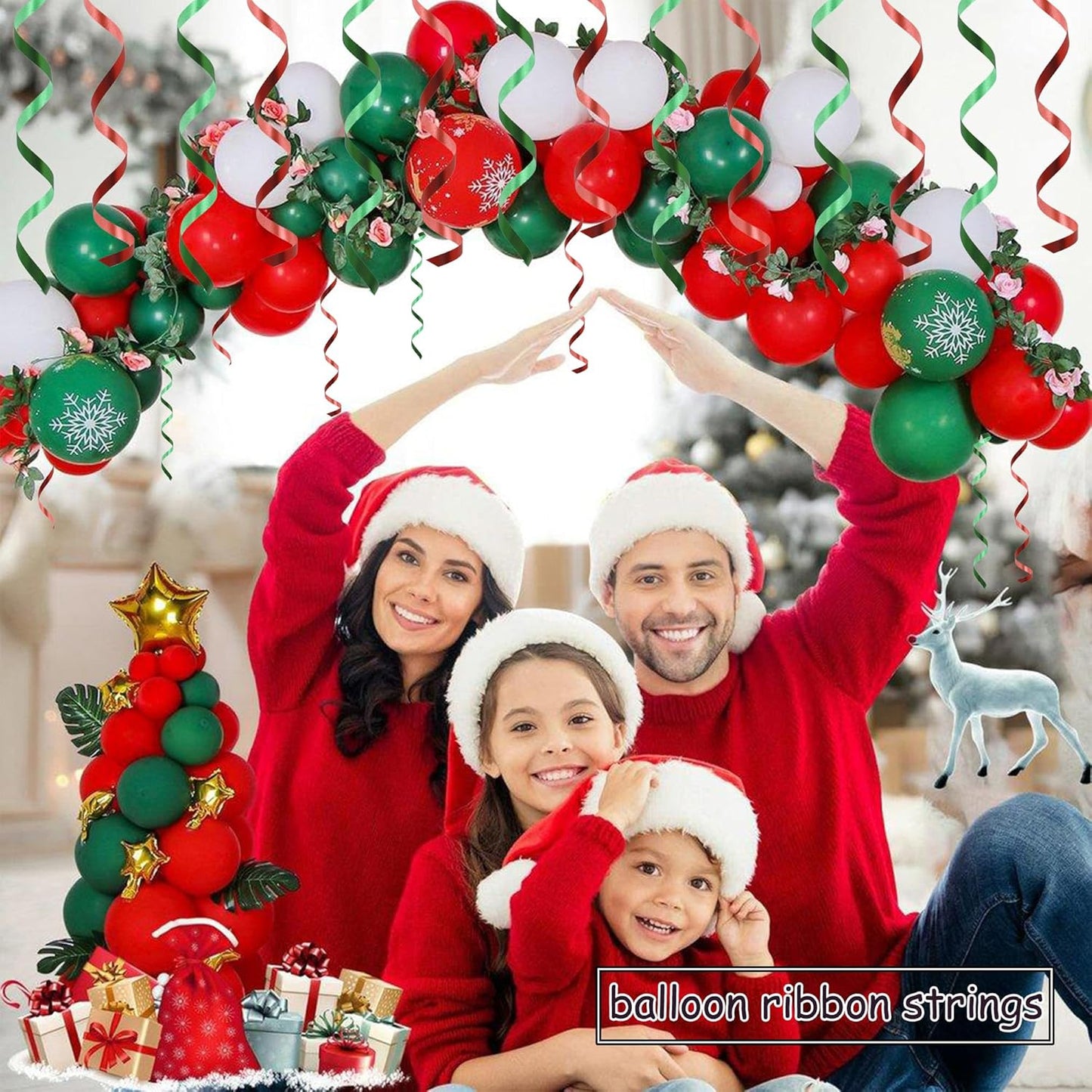 BEISHIDA Red and Green Christams Curling Ribbons Balloon String Ribbons - 2 Pack 100 Yards for Gift Warppping Birthday Christmas Wedding Party Decorations