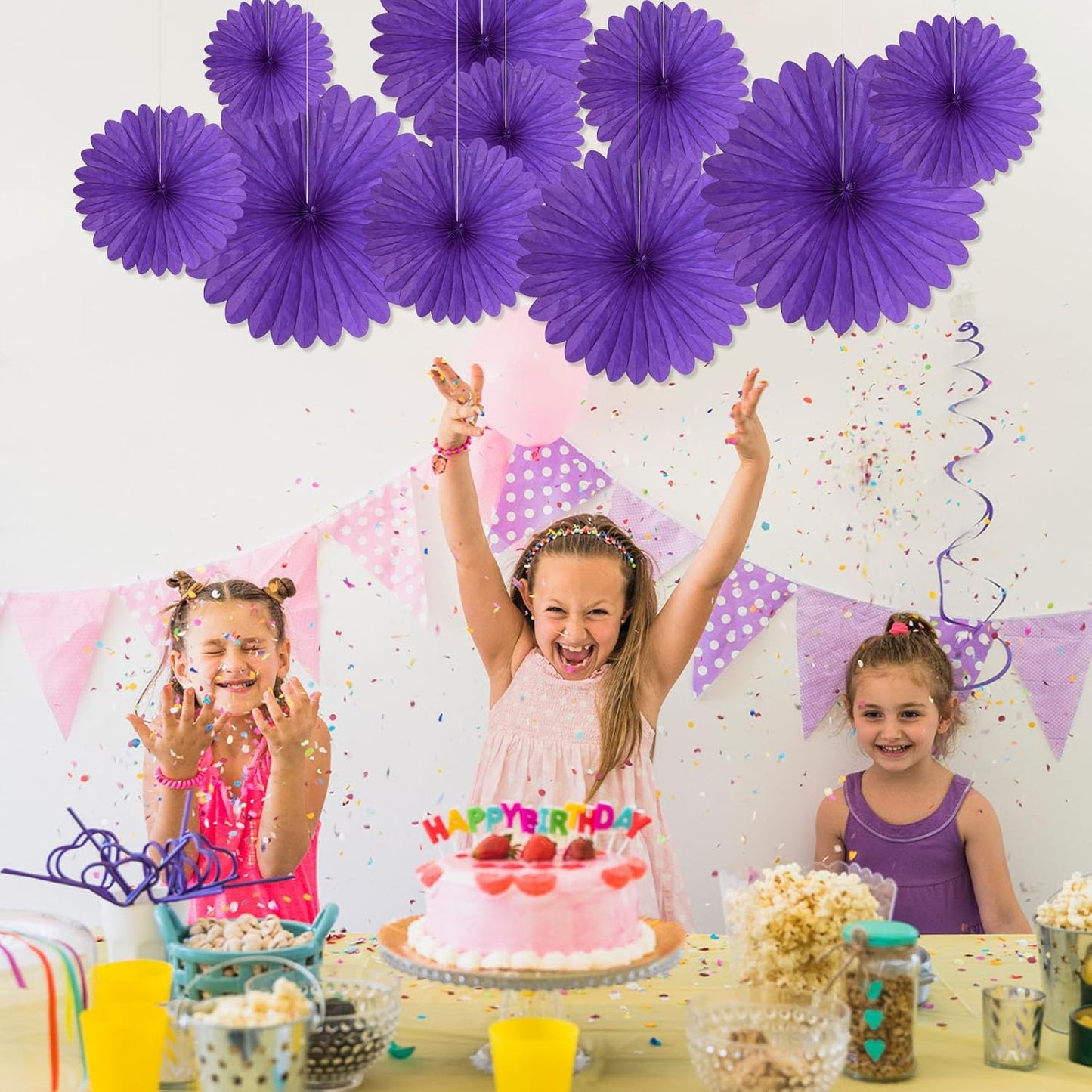 20 Pcs Deep Purple Hanging Paper Fan, Hanging Honeycomb Round Paper Fans for Weddings, Birthdays, Easter, Baby Showers, Classroom, Events Ceiling Party Supplies Decorations