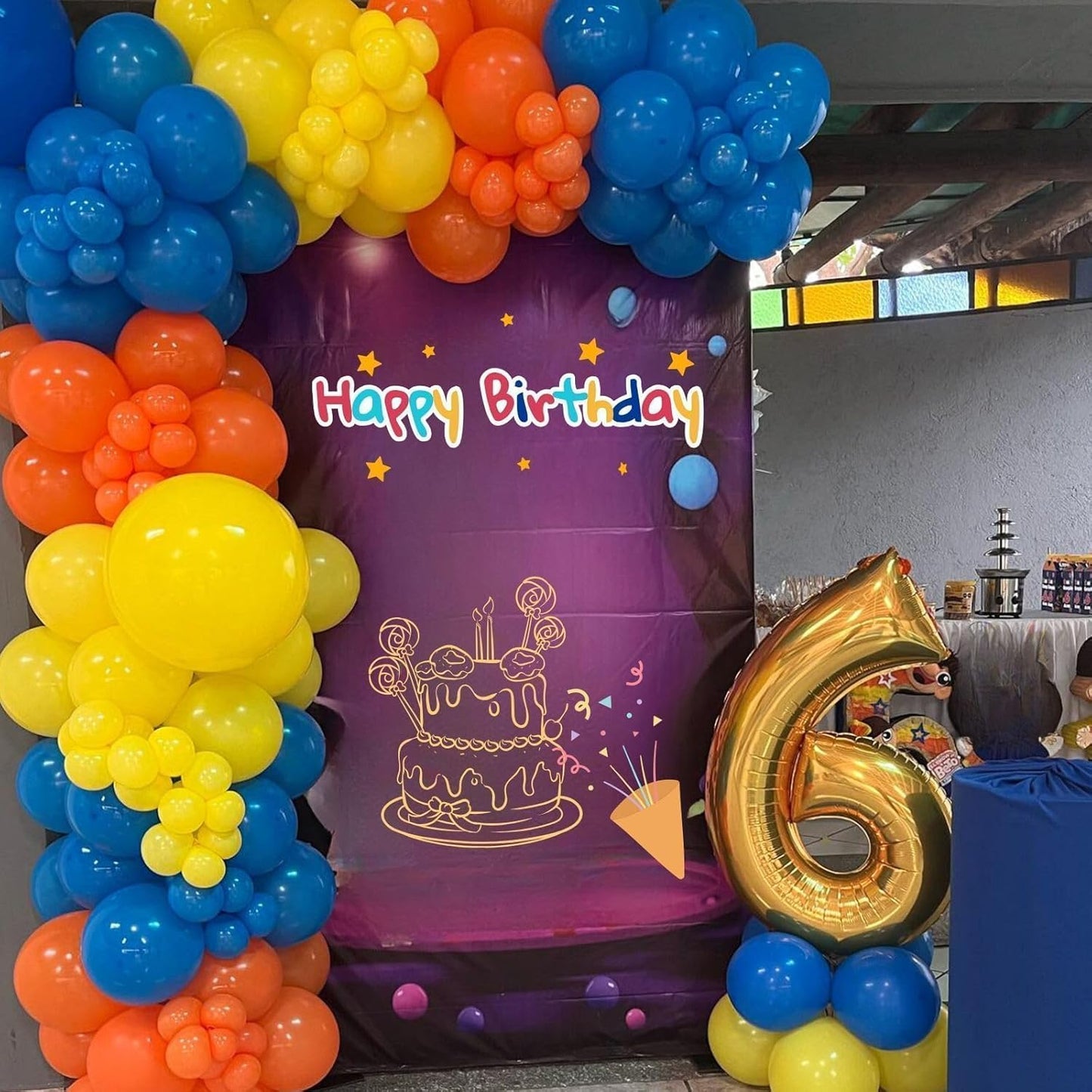 Blue Orange Yellow Balloons, 52 PCS 12 Inch Dark Blue Light Blue Orange Yellow Latex Balloons, Colorful Birthday Balloons for Boy Girls Themed Birthday Party Baby Showers Party Decoration