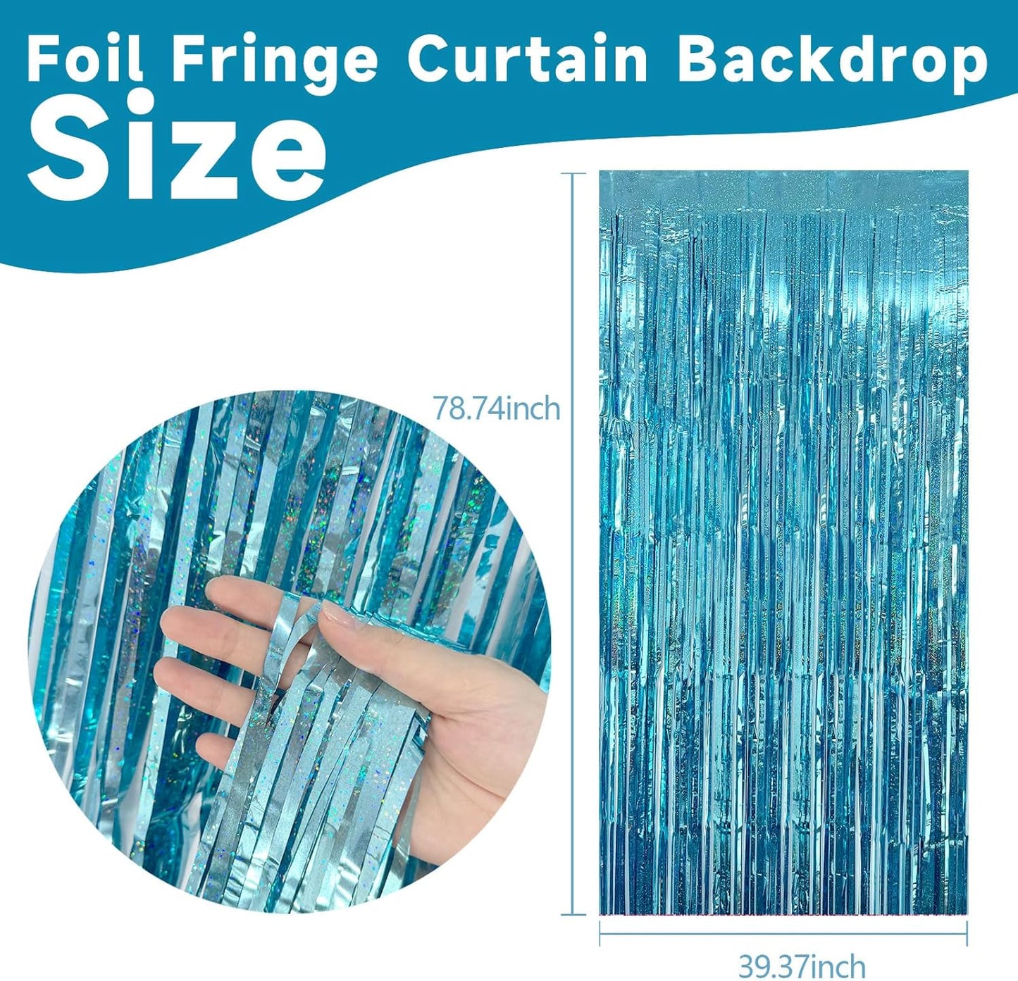 10 Pack Blue Streamers Party Decorations Tinsel Backdrop Glitter Blue Foil Fringe Party Decor for Ocean Theme Birthday Party Baby Shower Halloween