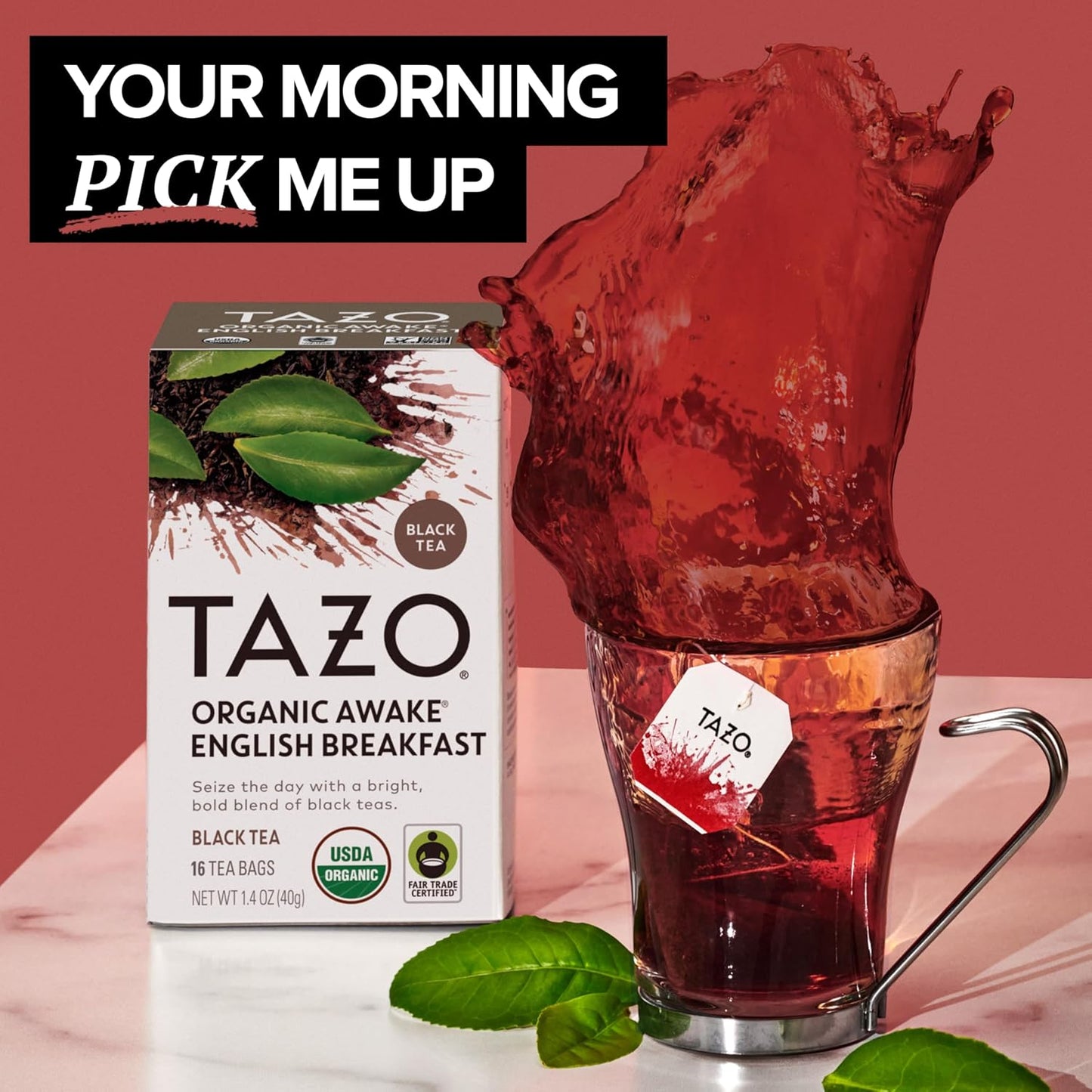 TAZO Organic Awake English Breakfast Black Tea Bags, 96 Total Tea Bags (16ct - Pack of 6)