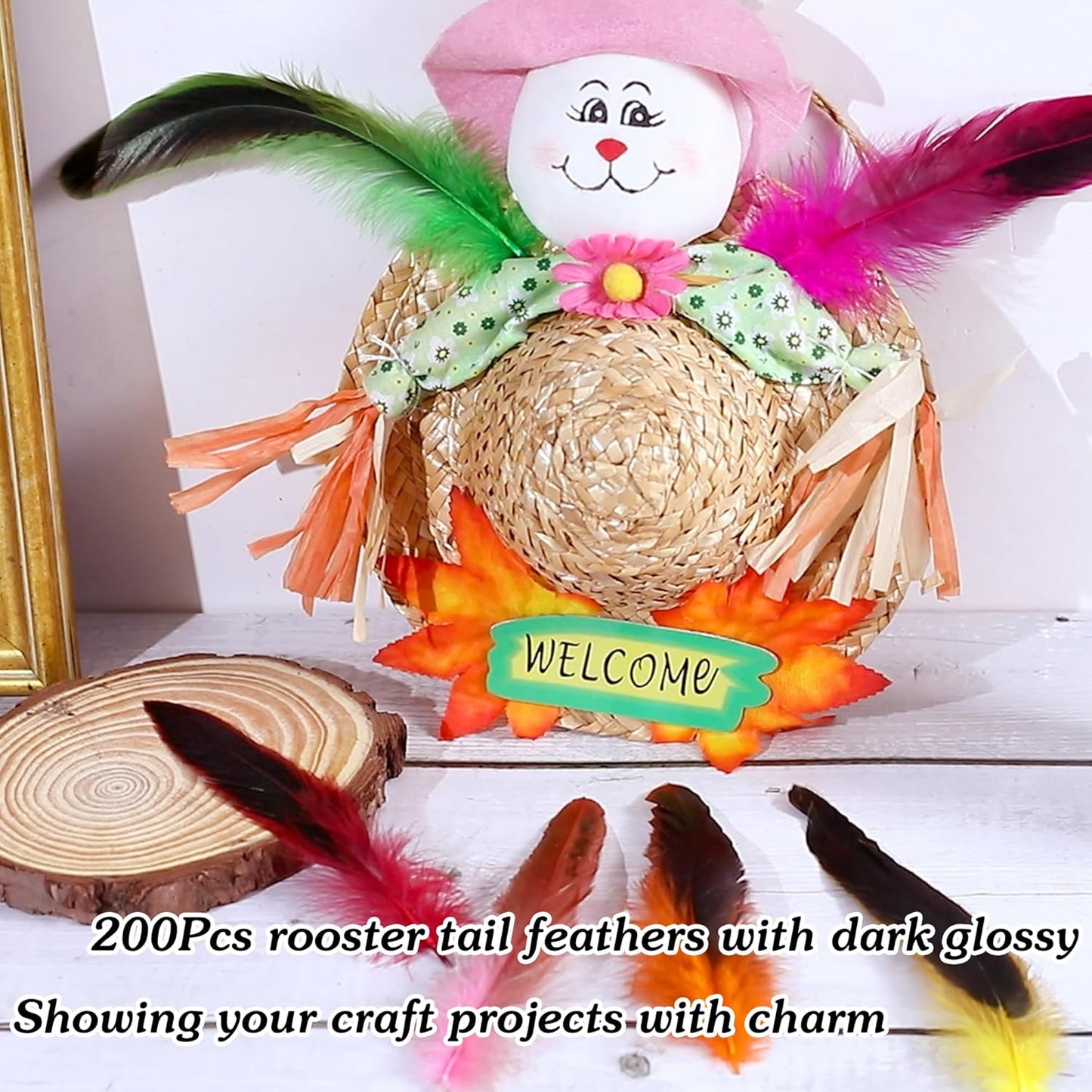 SOGUGOM Yellow Rooster Tail Feathers - 200 pcs 5-7 inch Natural Rooster Tail Feathers Bulk for Mardi Gras, Costume and Party(Yellow)