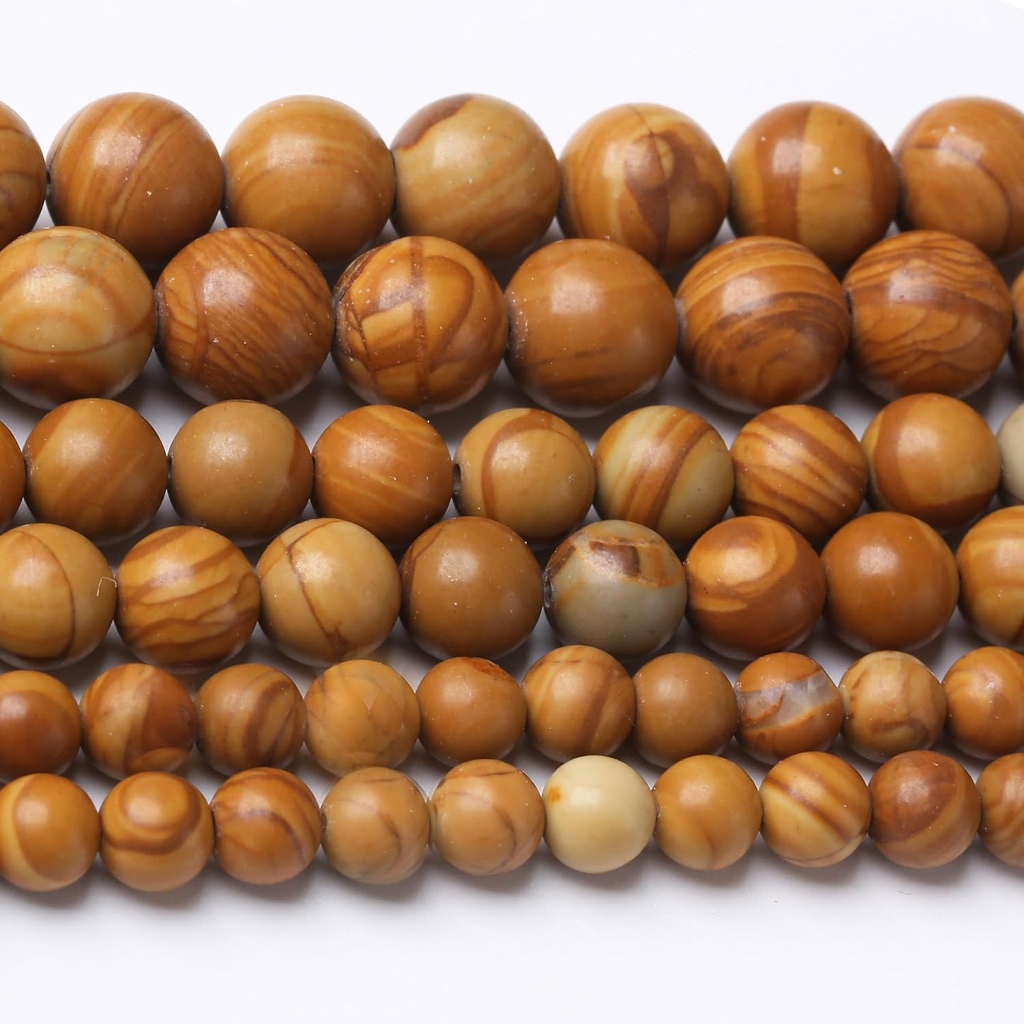 Yellow Woodgrain 6mm Stone Beads for Jewelry Making DIY Craft Gemstone Beads Kit (6mm, 60pcs) Smooth Healing Crystal Beads for Bracelets, Necklaces, Home Decor