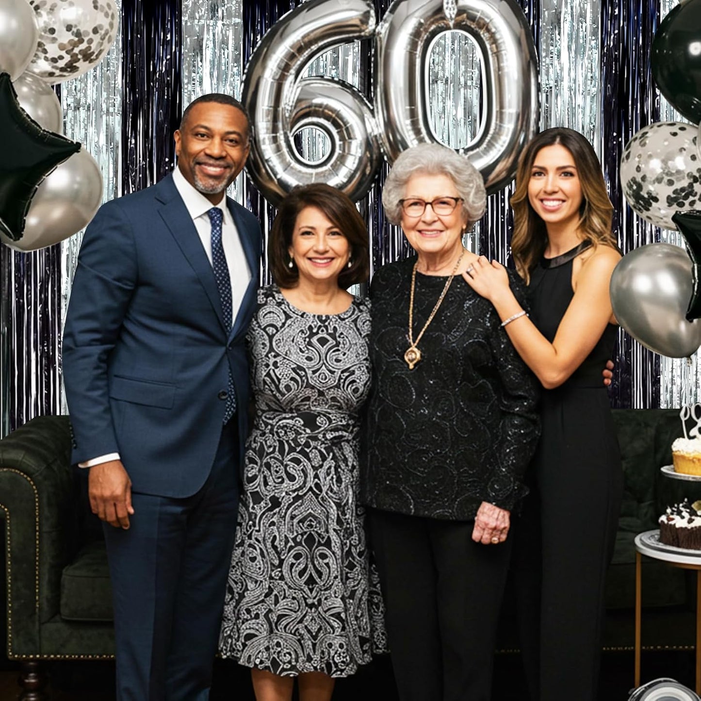 BEISHIDA 2Pcs Black Silver Door Streamers Congrats Grade 2025 Decoration Backdrop Foil Fringe Tinsel Party Streamers Curtains for Birthday Graduation Bachelorette Party Decoations (3.28 ft x 6.56 ft)