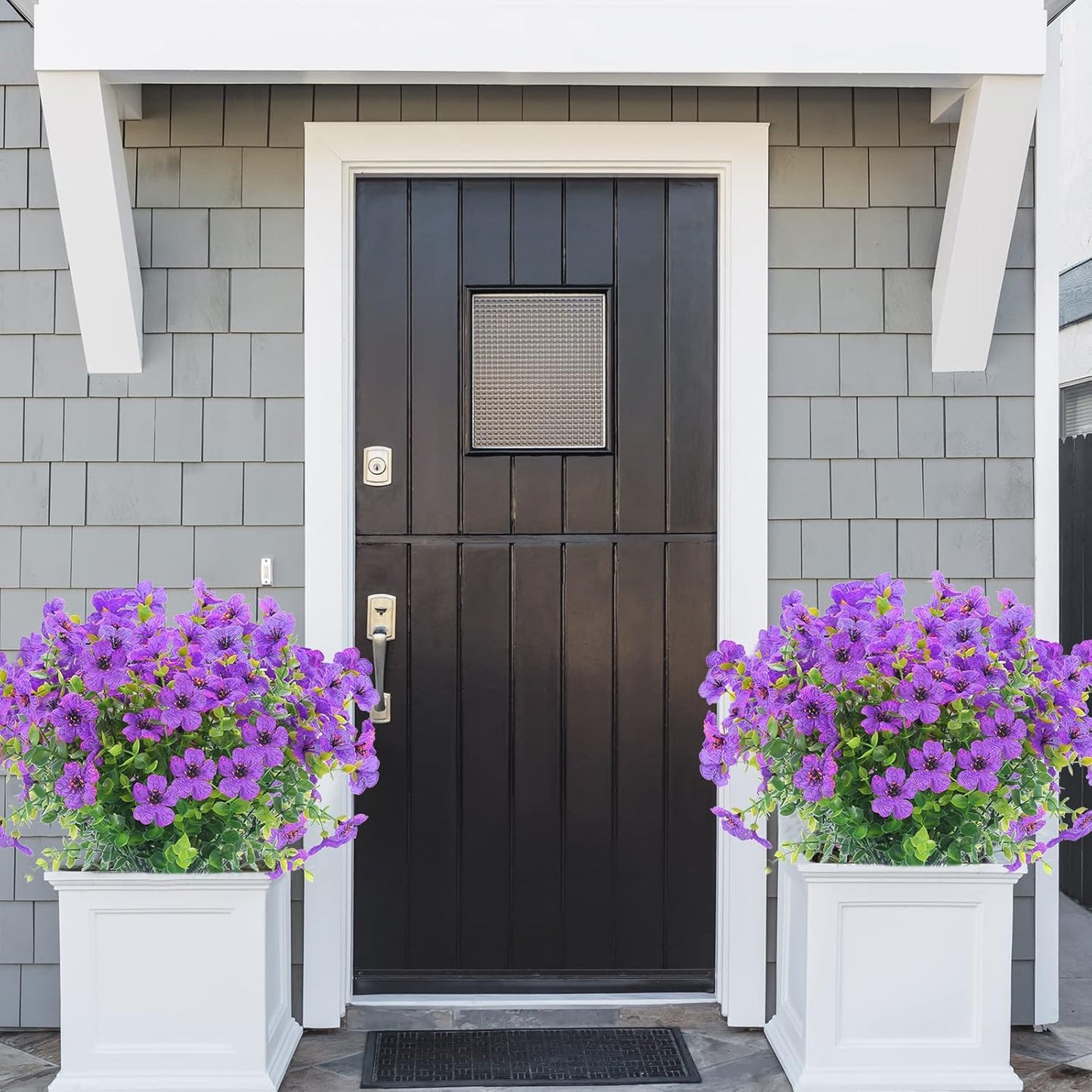 12 Bundles Artificial Flowers Outdoor UV Resistant Fake Plastic Plants Indoor Outside Hanging Plants Garden Porch Window Box Home Wedding Farmhouse Festive Shrub Decor (Purple)