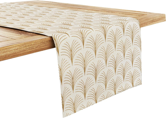 Ruvanti 100% Cotton Table Runner 72 Inches Long, Non-Slip, Stain Resistant, Washable & Reusable Table Runners Perfect for Wedding, Parties, Christmas, Holiday, in-Door use - Luminous