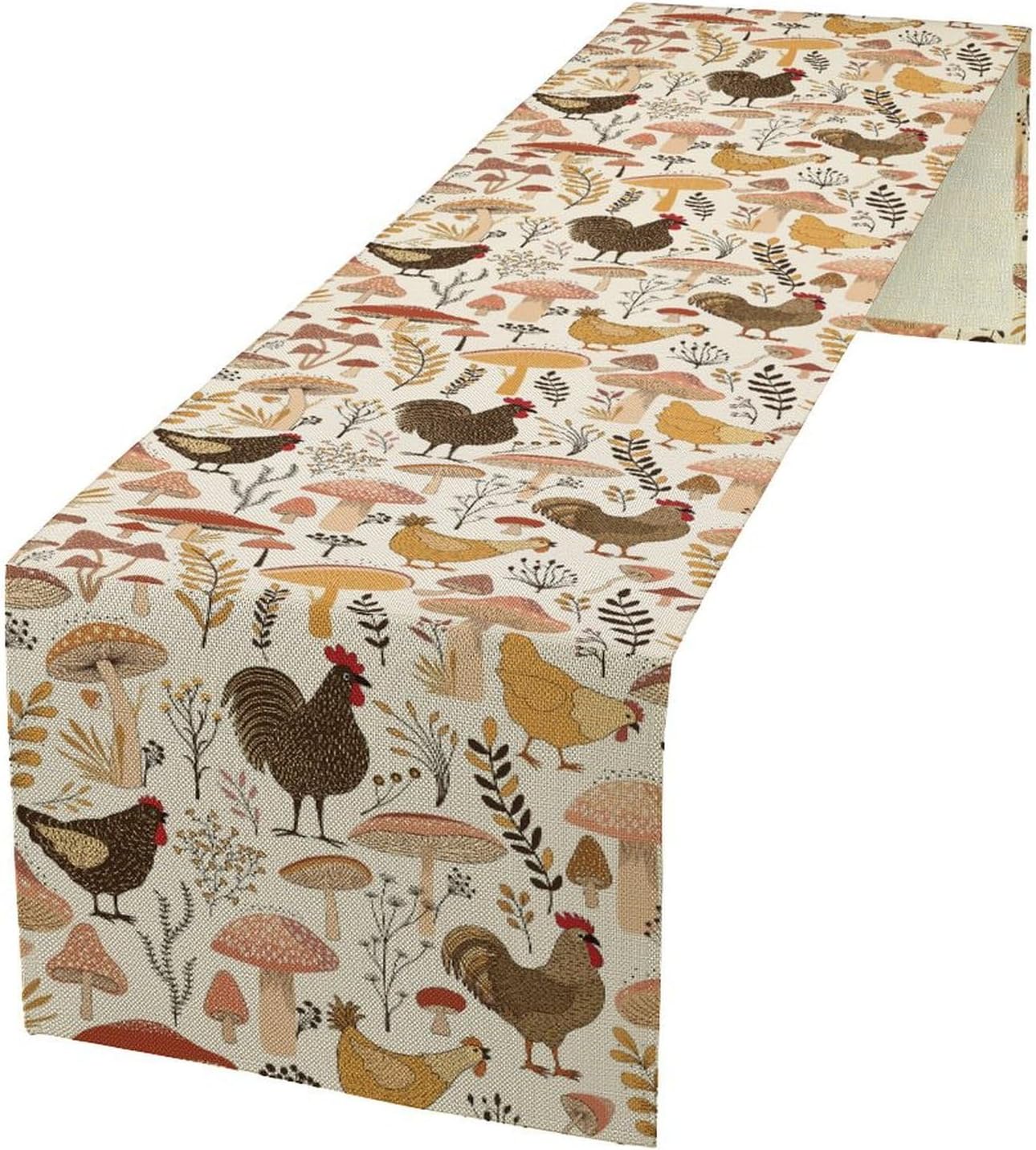 Mushroom Table Runner,Retro Natural Plant Famhouse Table Runner for Kitchen Dining Table Home Party Decoration 13x90 Inch